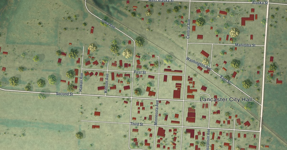 Map of Lancaster, Minnesota in 2026