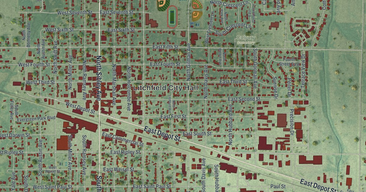 Map of Litchfield, Minnesota in 2026