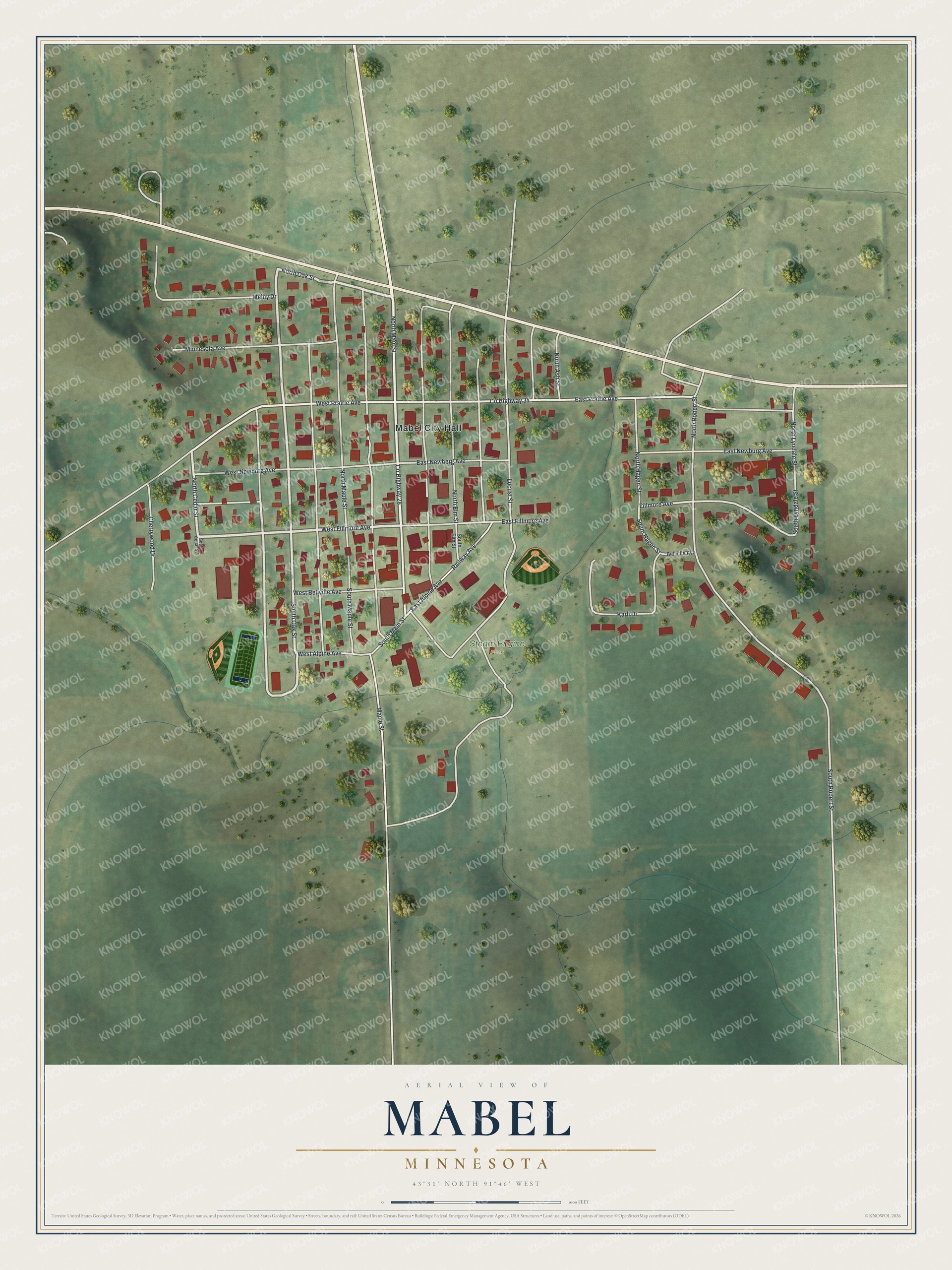 Watermarked full-map preview of Mabel, Minnesota