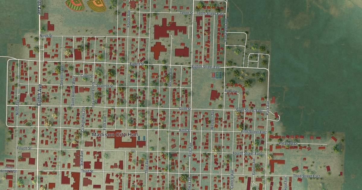 Map of Madison, Minnesota in 2026