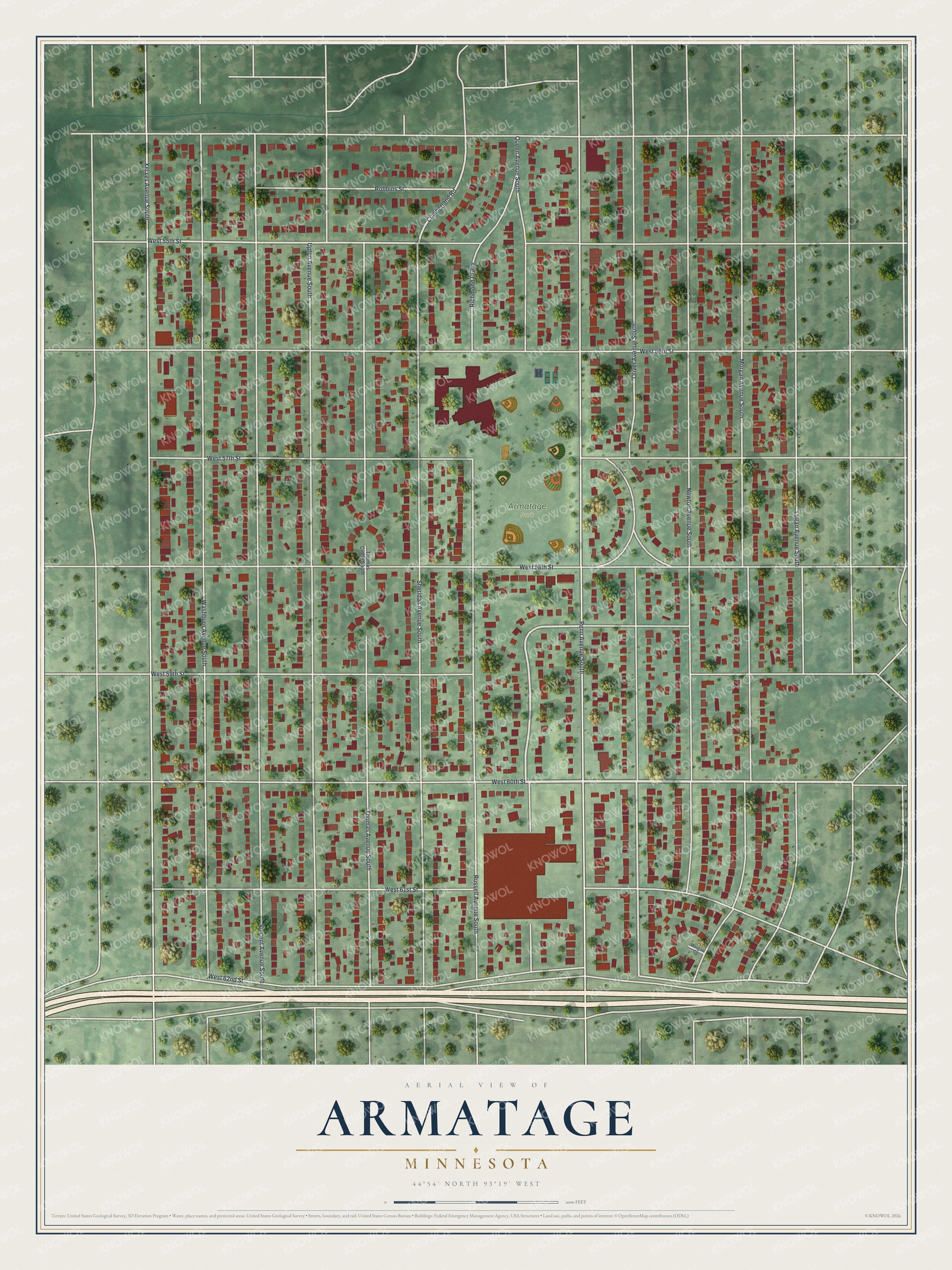 Watermarked full-map preview of Armatage, Minnesota