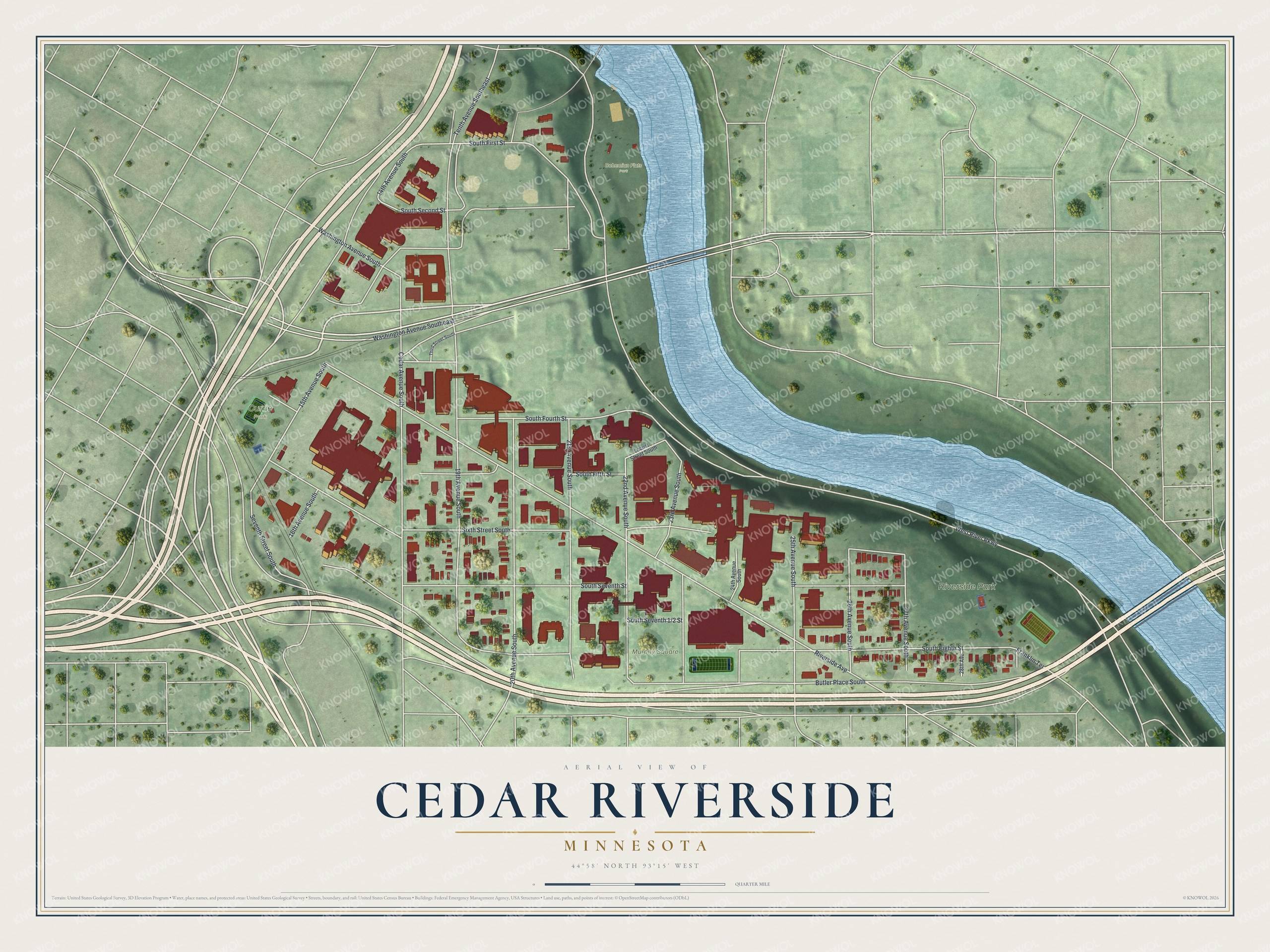 Watermarked full-map preview of Cedar Riverside, Minnesota