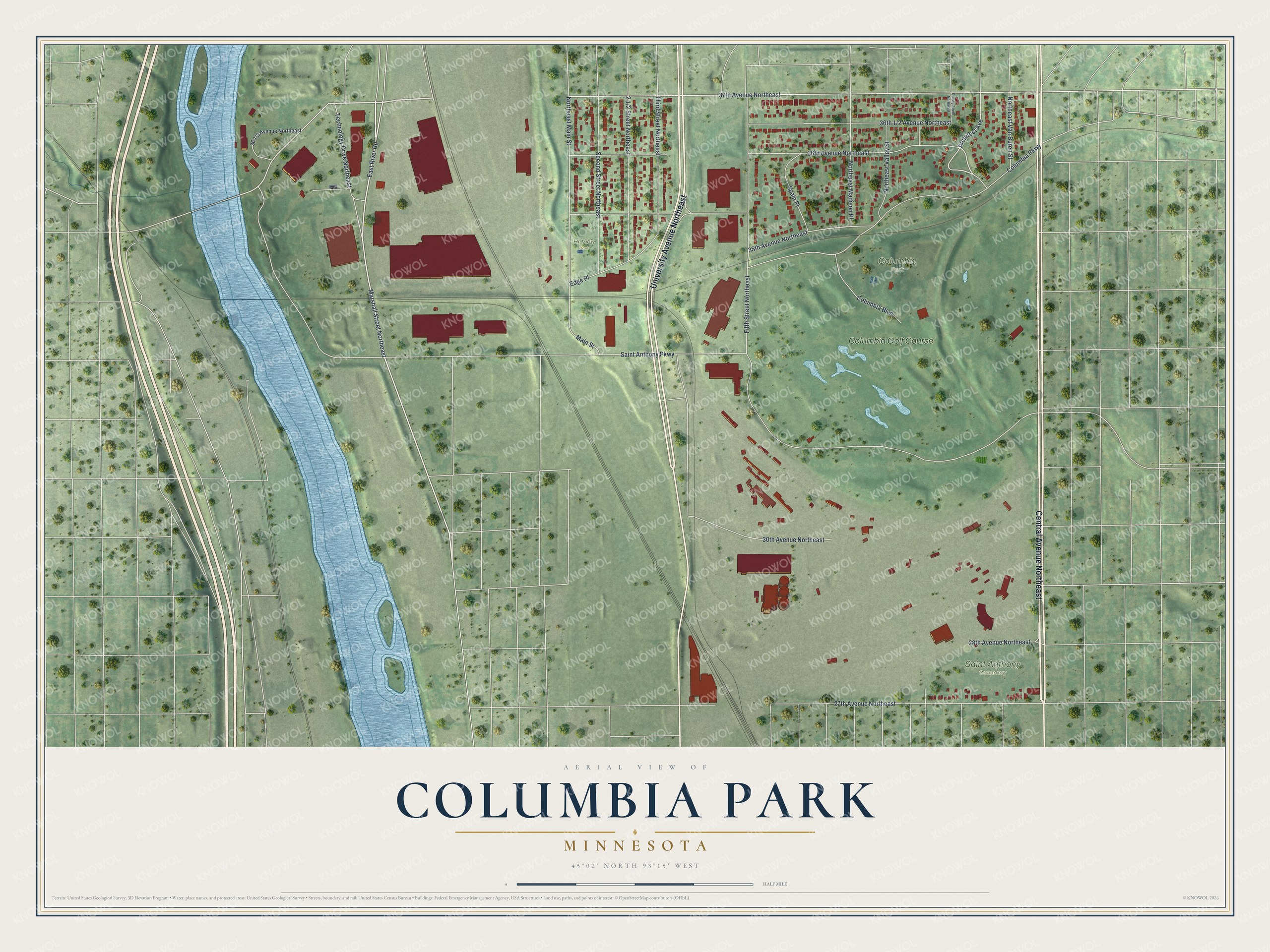 Watermarked full-map preview of Columbia Park, Minnesota