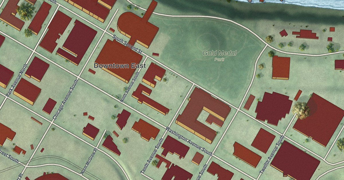 Map of Downtown East, Minnesota in 2026
