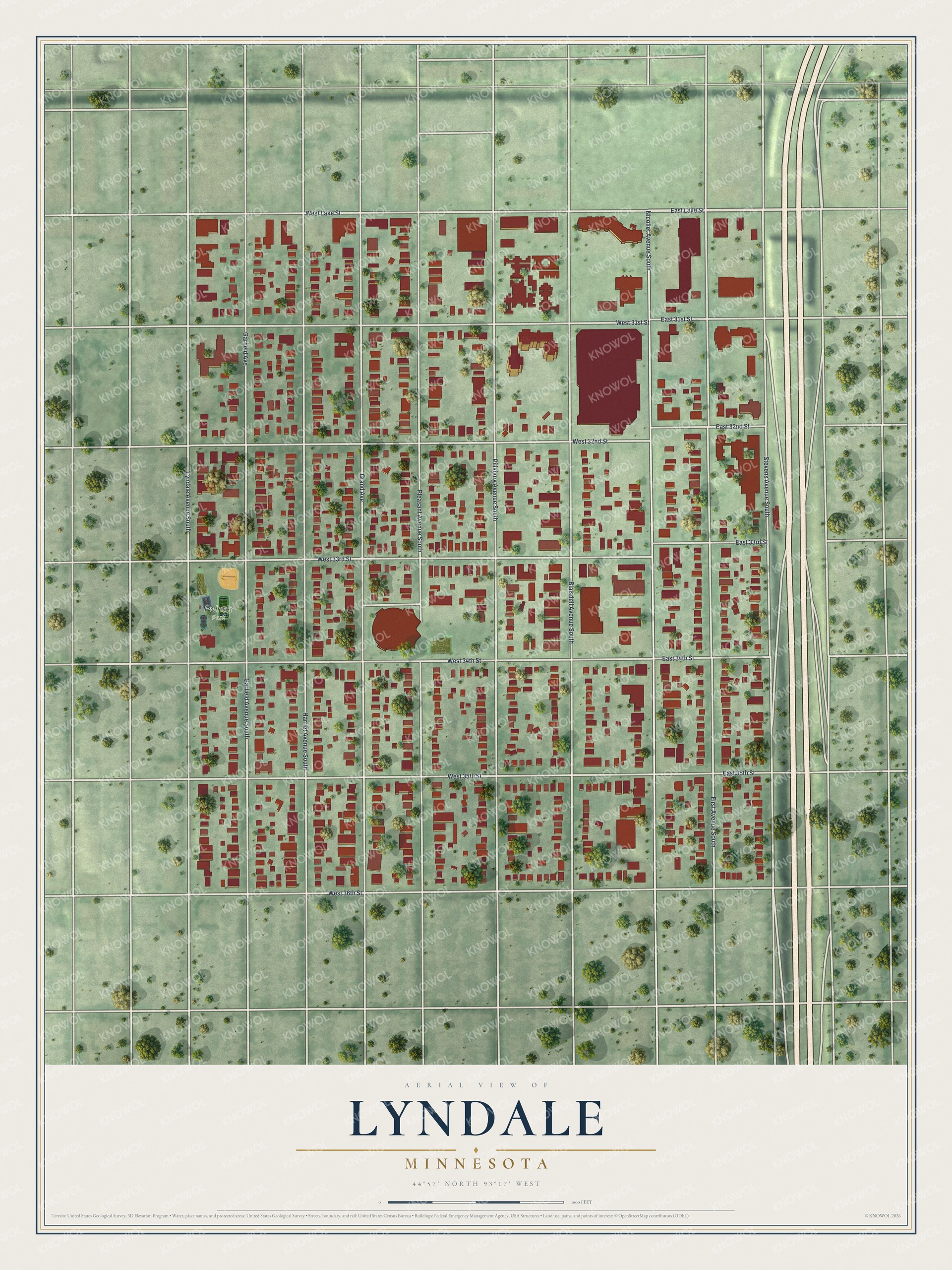 Watermarked full-map preview of Lyndale, Minnesota