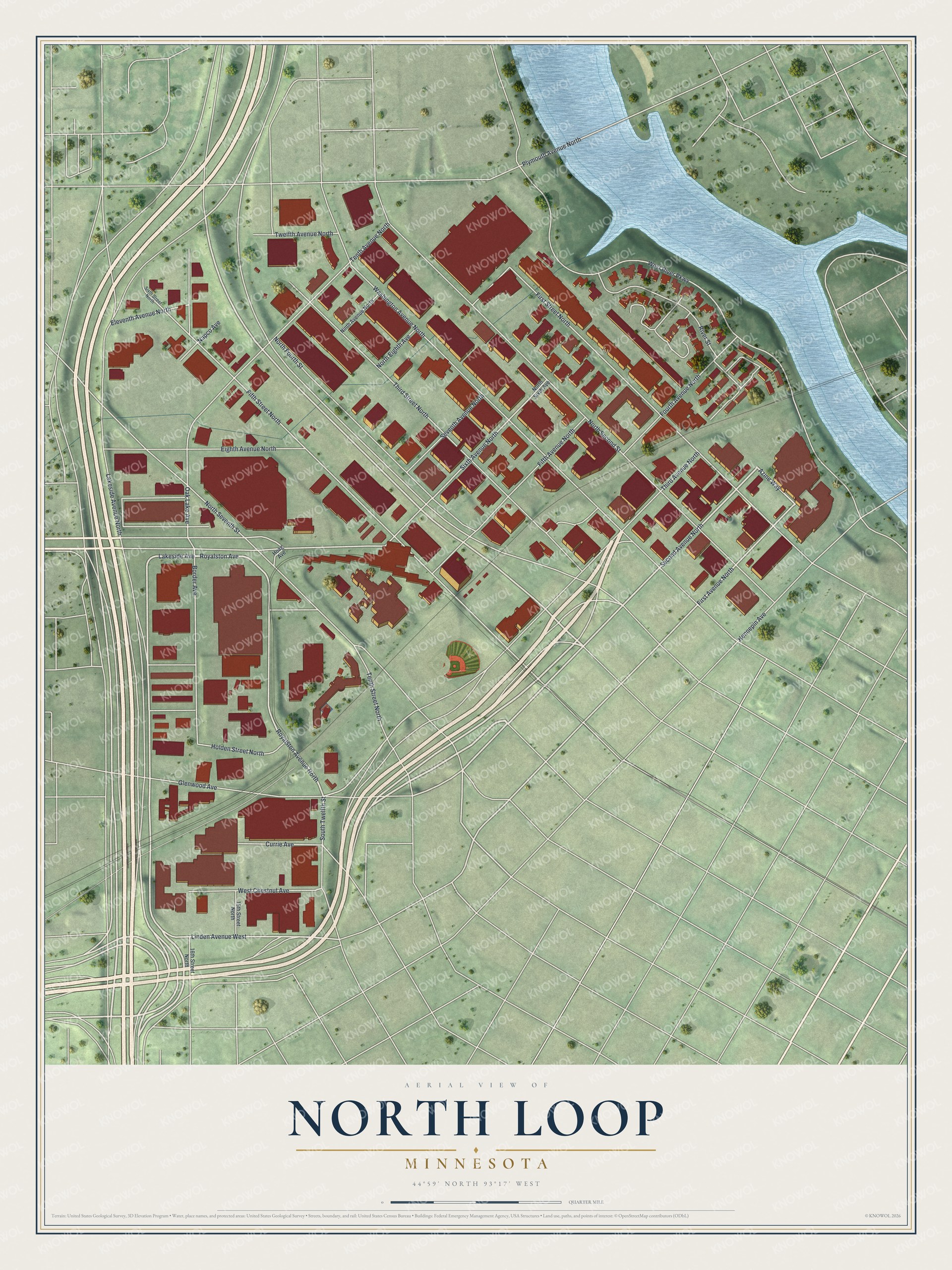 Watermarked full-map preview of North Loop, Minnesota