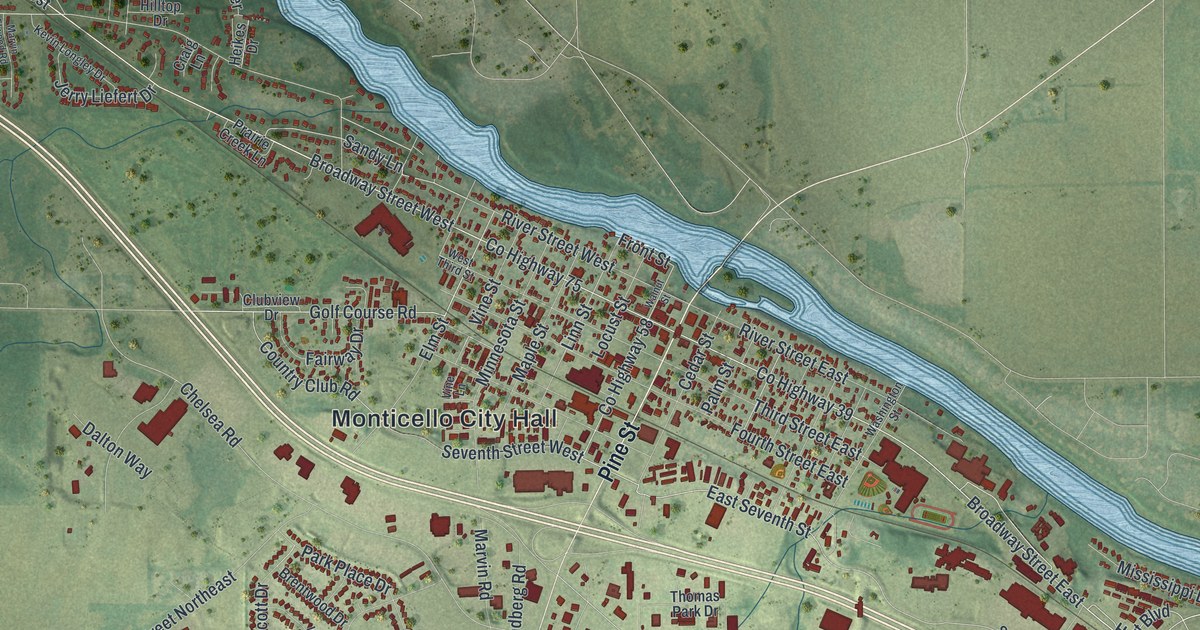 Map of Monticello, Minnesota in 2026