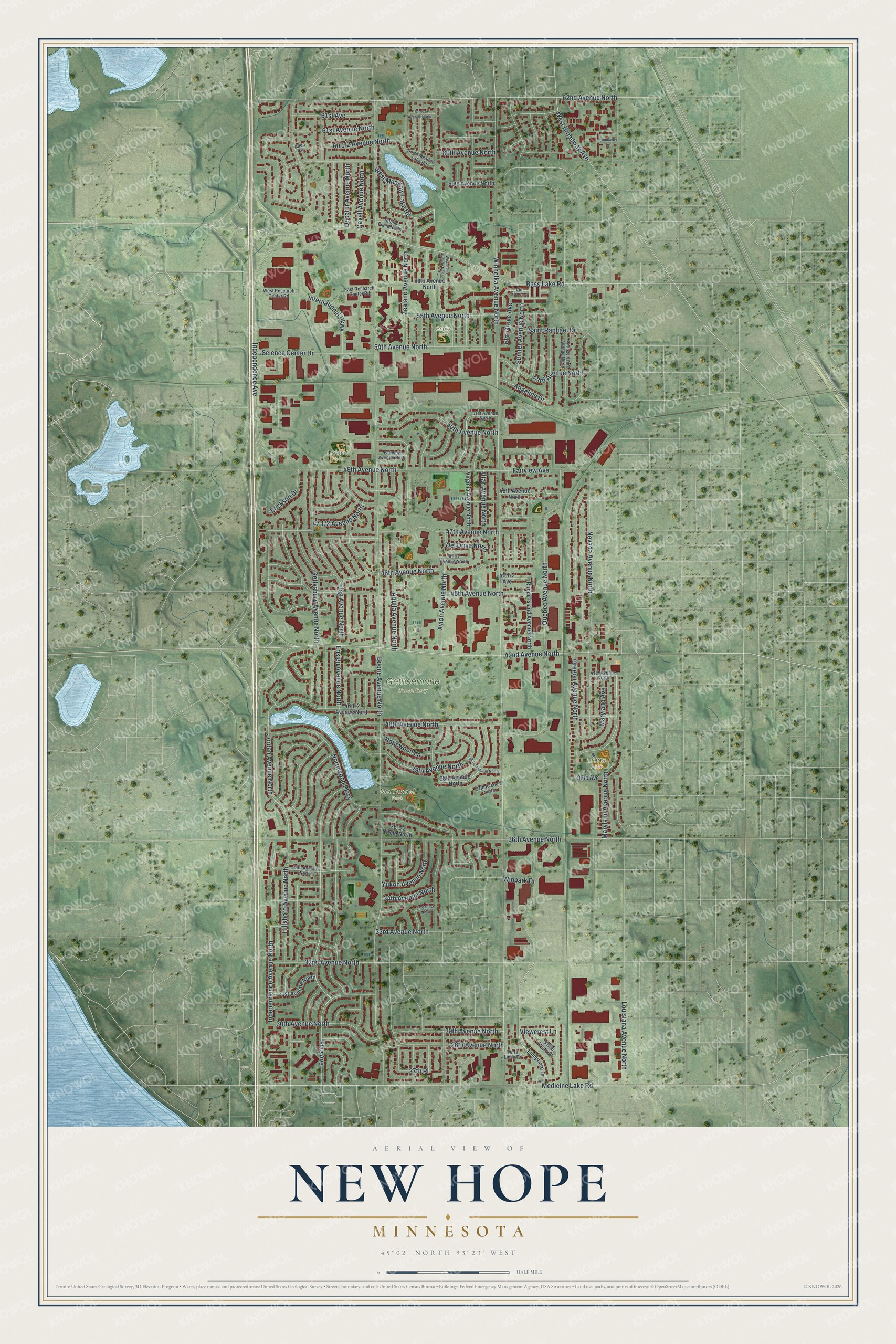 Watermarked full-map preview of New Hope, Minnesota