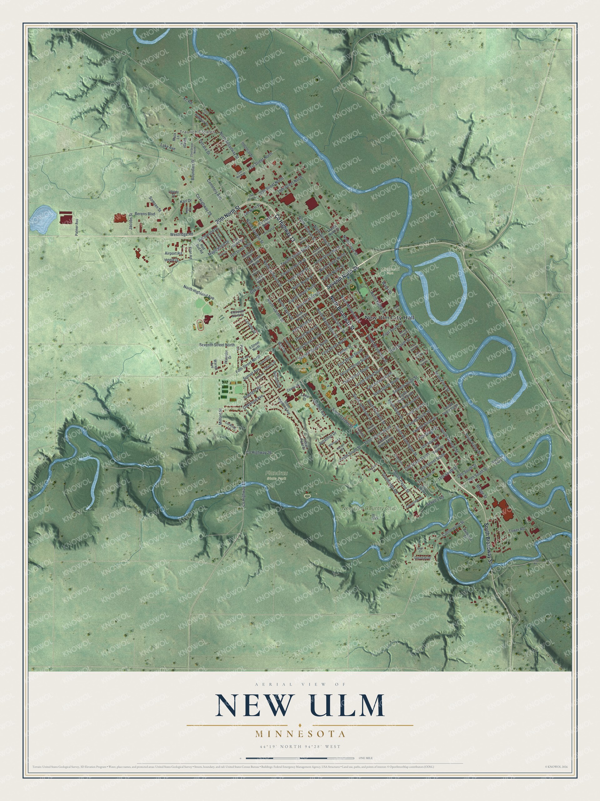 Watermarked full-map preview of New Ulm, Minnesota
