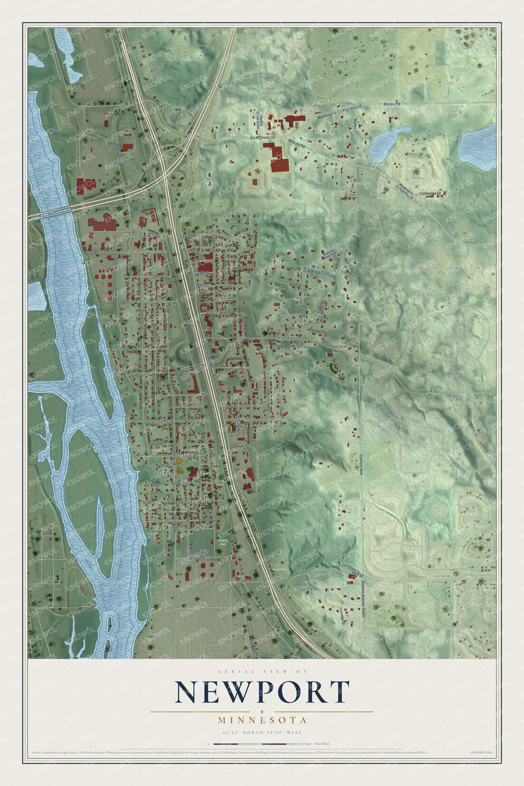 Watermarked full-map preview of Newport, Minnesota