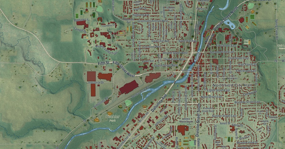 Map of Northfield, Minnesota in 2026