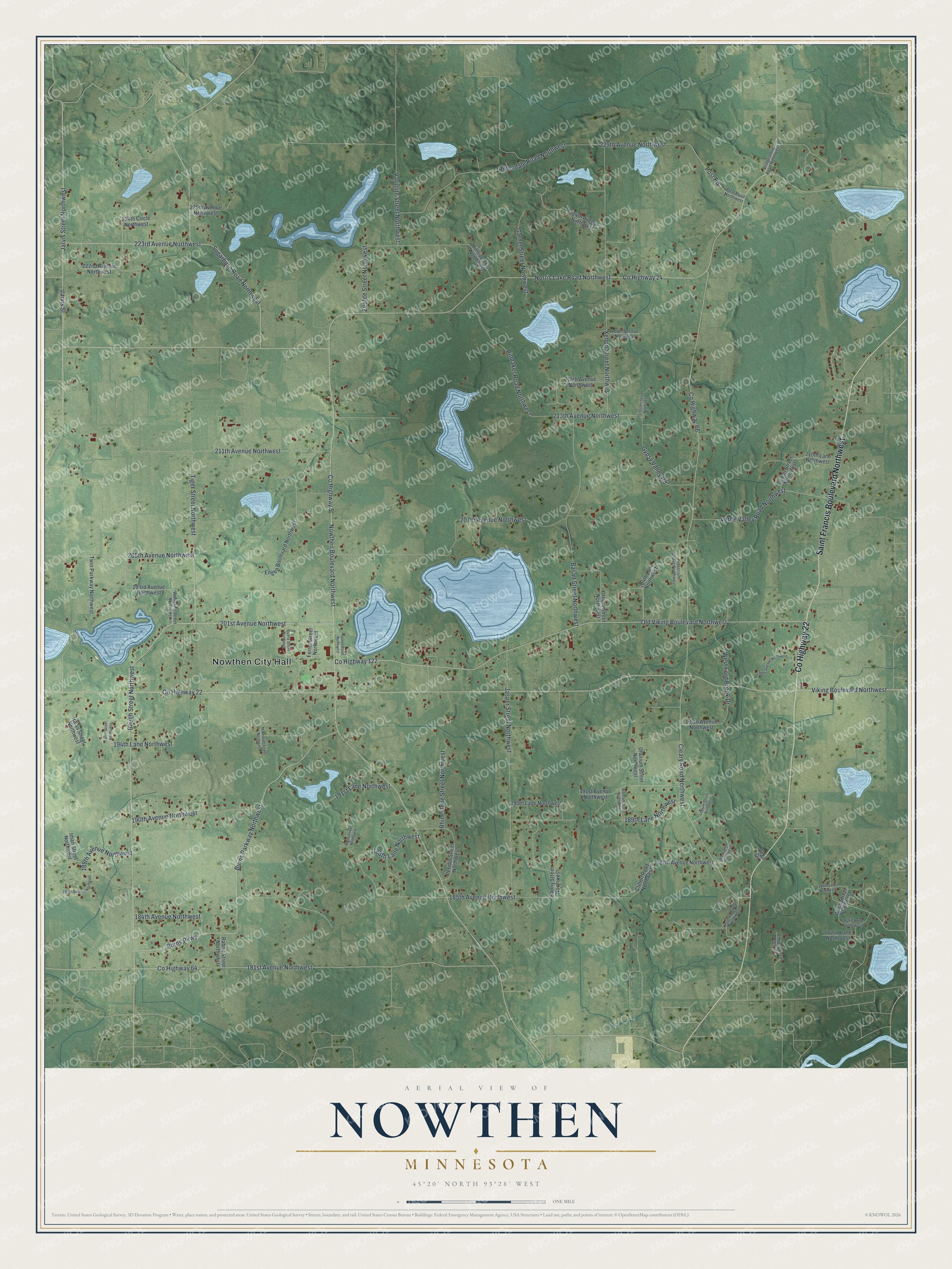 Watermarked full-map preview of Nowthen, Minnesota