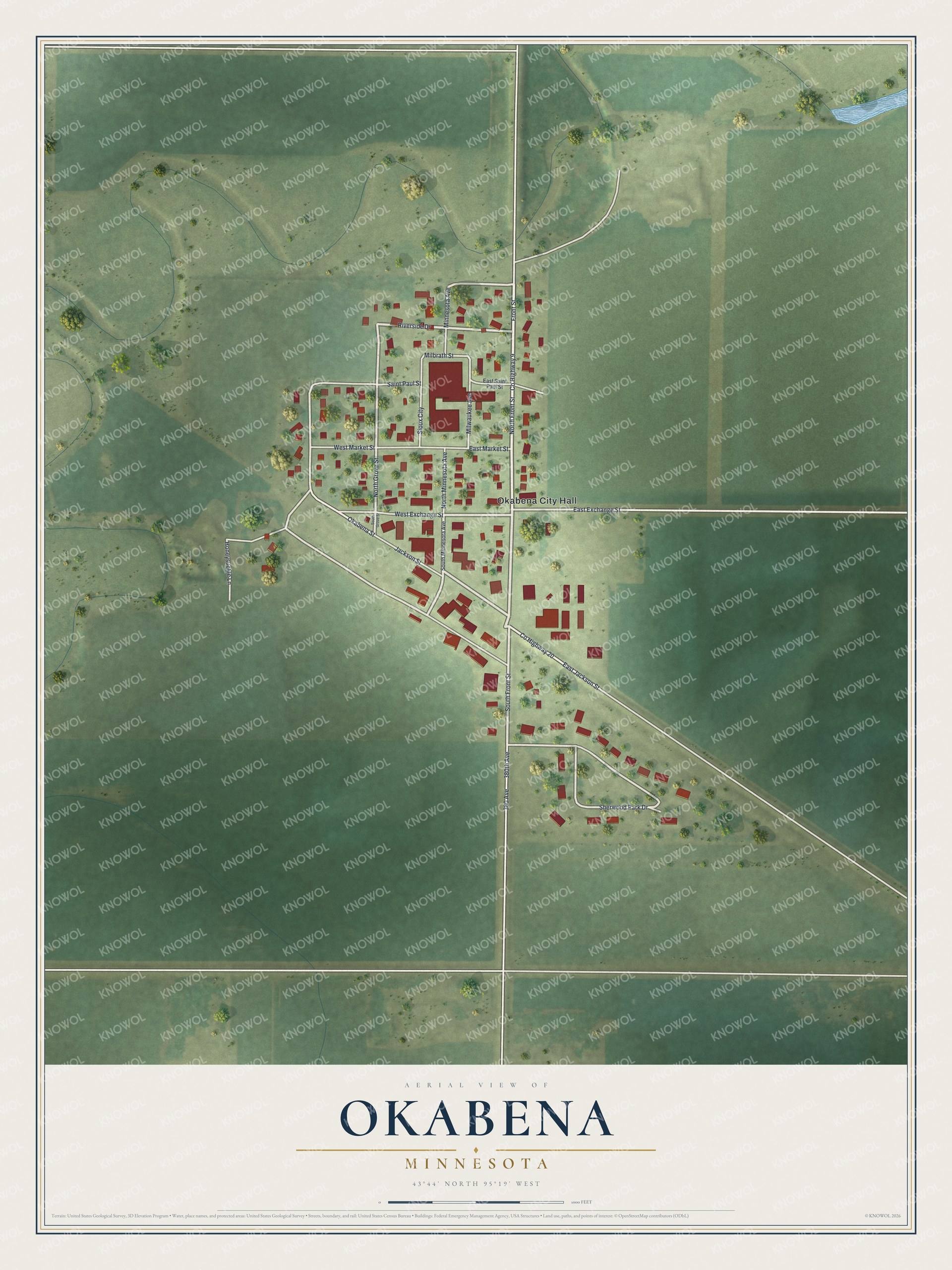 Watermarked full-map preview of Okabena, Minnesota