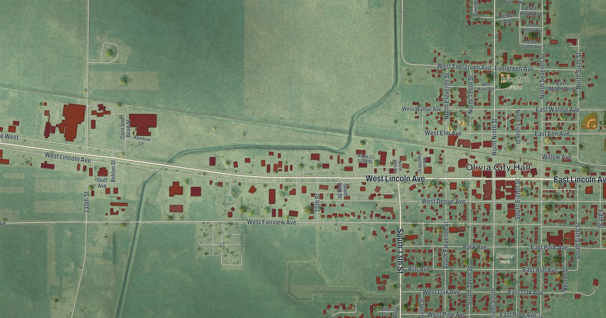 Map of Olivia, Minnesota in 2026