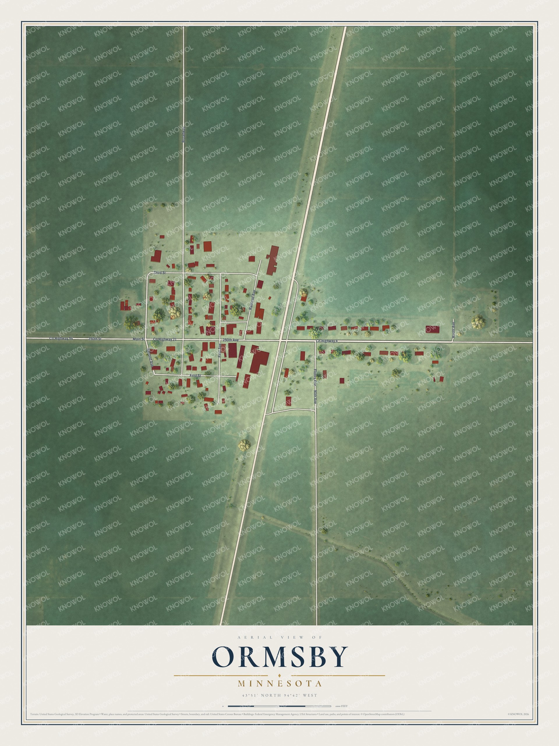 Watermarked full-map preview of Ormsby, Minnesota