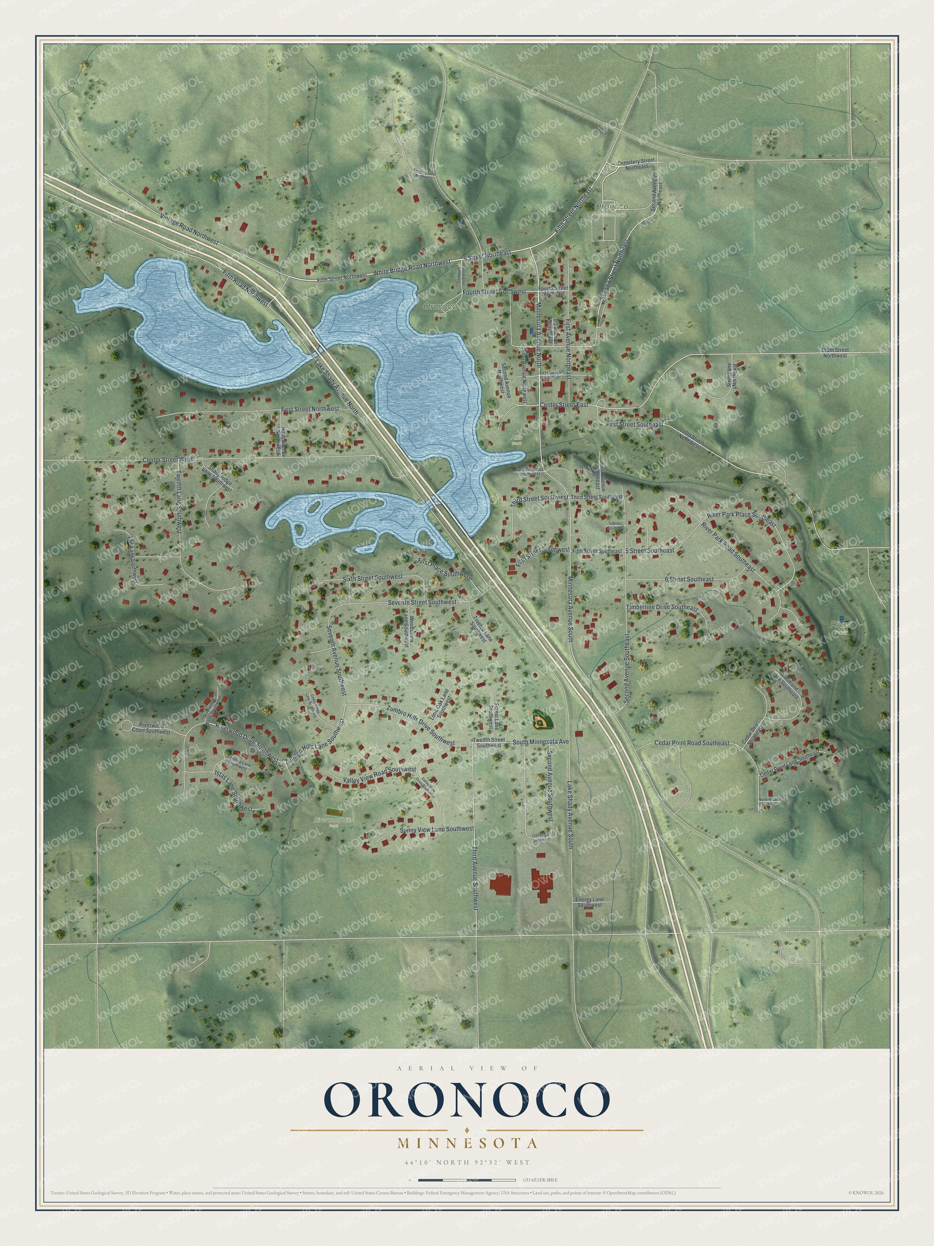 Watermarked full-map preview of Oronoco, Minnesota