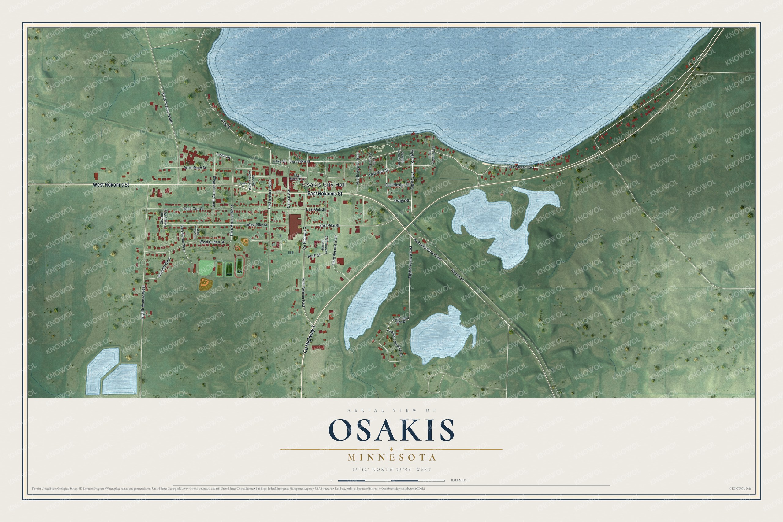 Watermarked full-map preview of Osakis, Minnesota