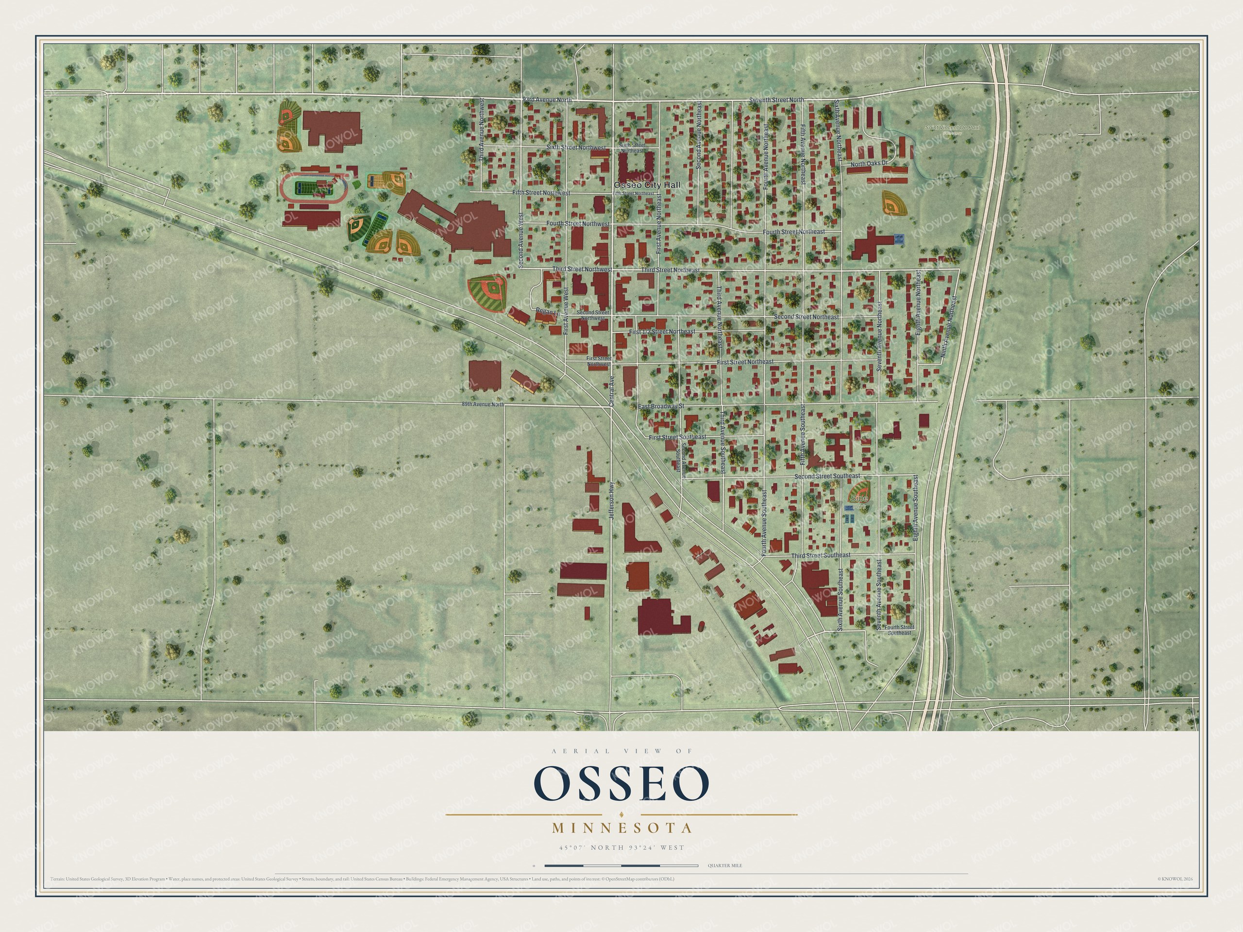 Watermarked full-map preview of Osseo, Minnesota