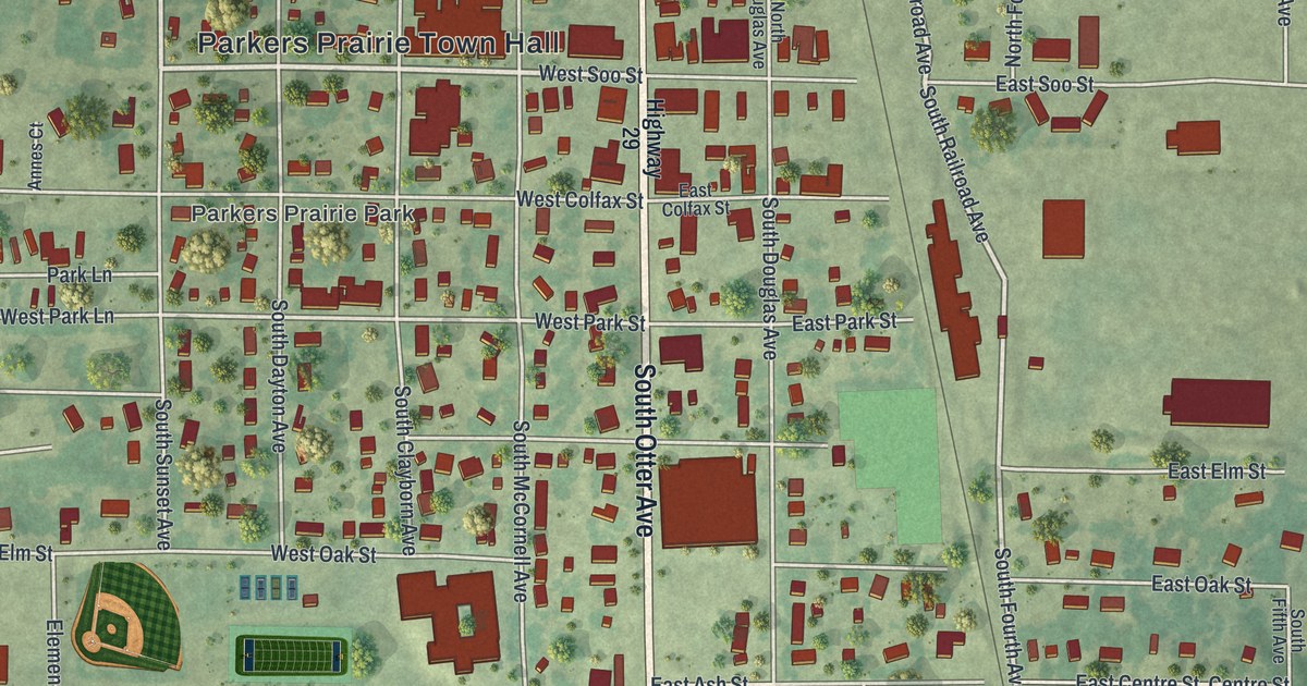 Map of Parkers Prairie, Minnesota in 2026