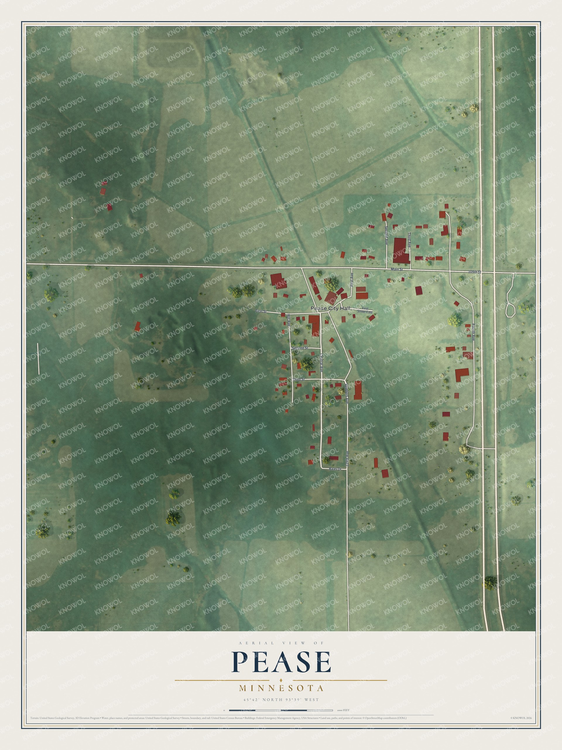 Watermarked full-map preview of Pease, Minnesota