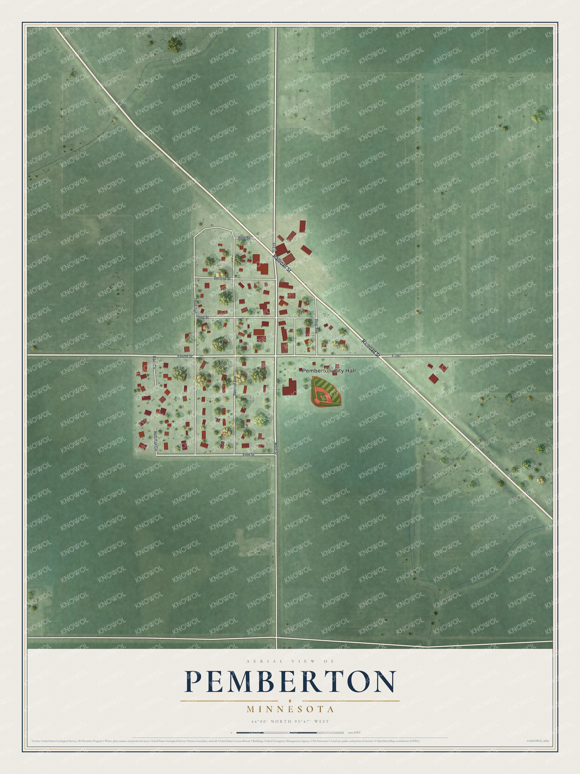 Watermarked full-map preview of Pemberton, Minnesota