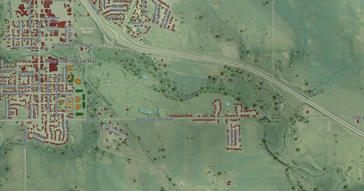 Map of Pine Island, Minnesota in 2026