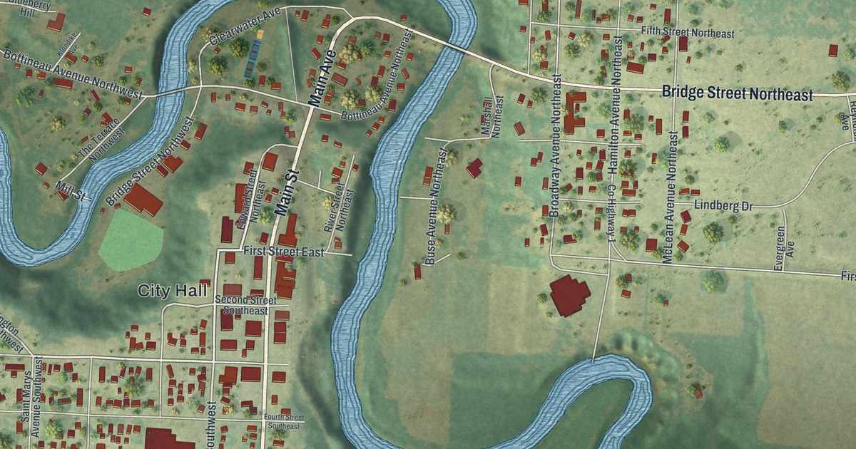 Map of Red Lake Falls, Minnesota in 2026