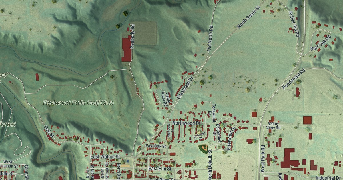 Map of Redwood Falls, Minnesota in 2026