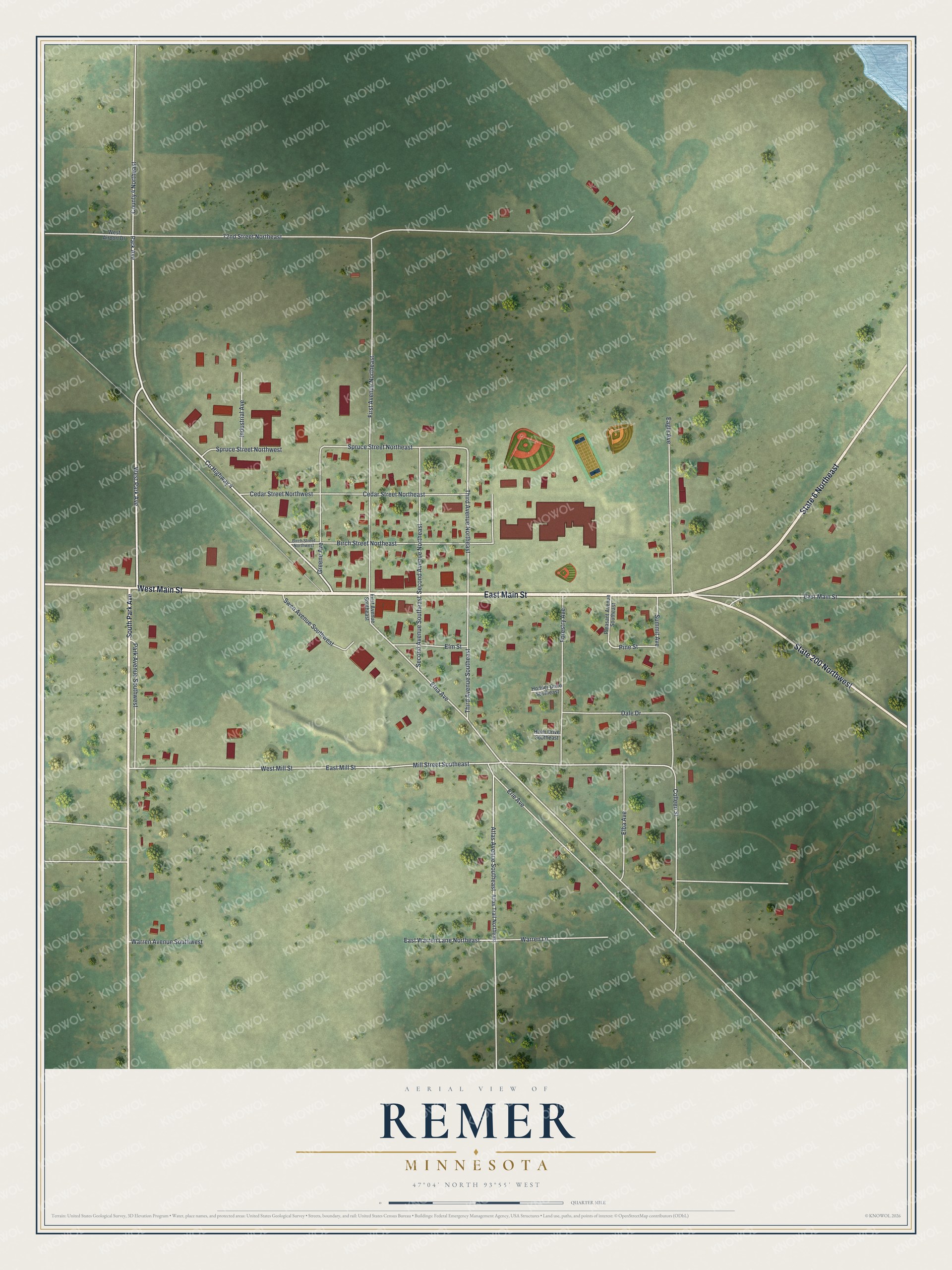 Watermarked full-map preview of Remer, Minnesota