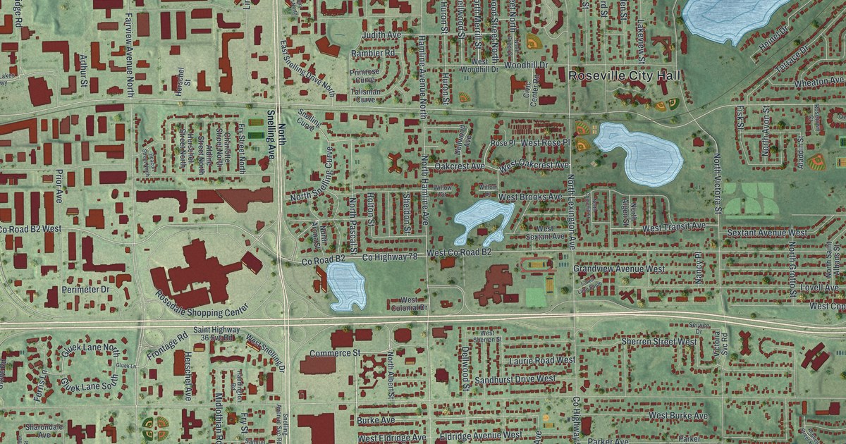 Map of Roseville, Minnesota in 2026
