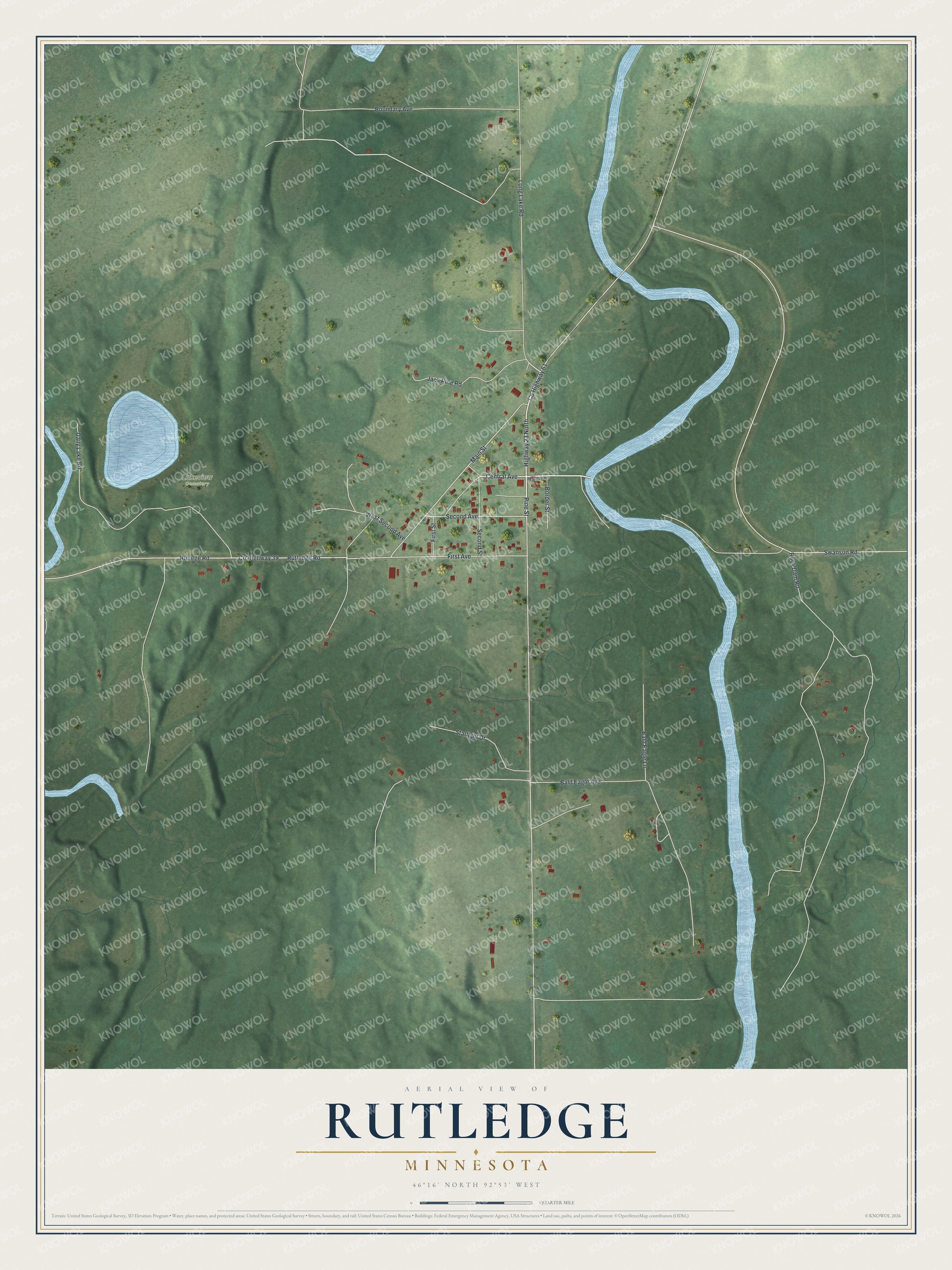 Watermarked full-map preview of Rutledge, Minnesota