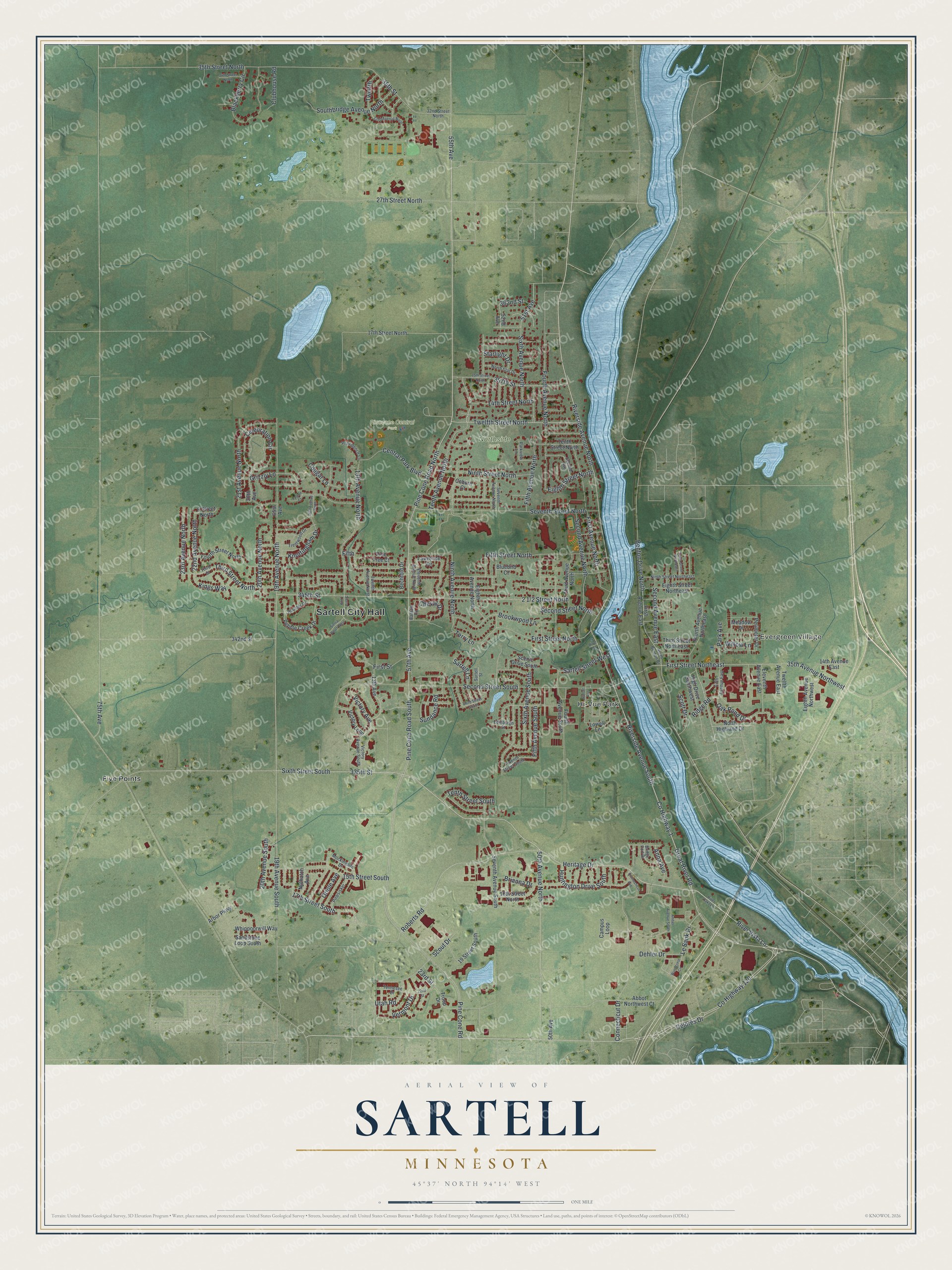 Watermarked full-map preview of Sartell, Minnesota