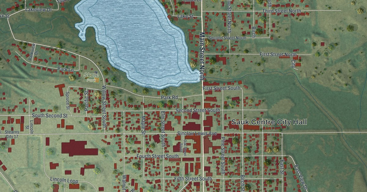 Map of Sauk Centre, Minnesota in 2026