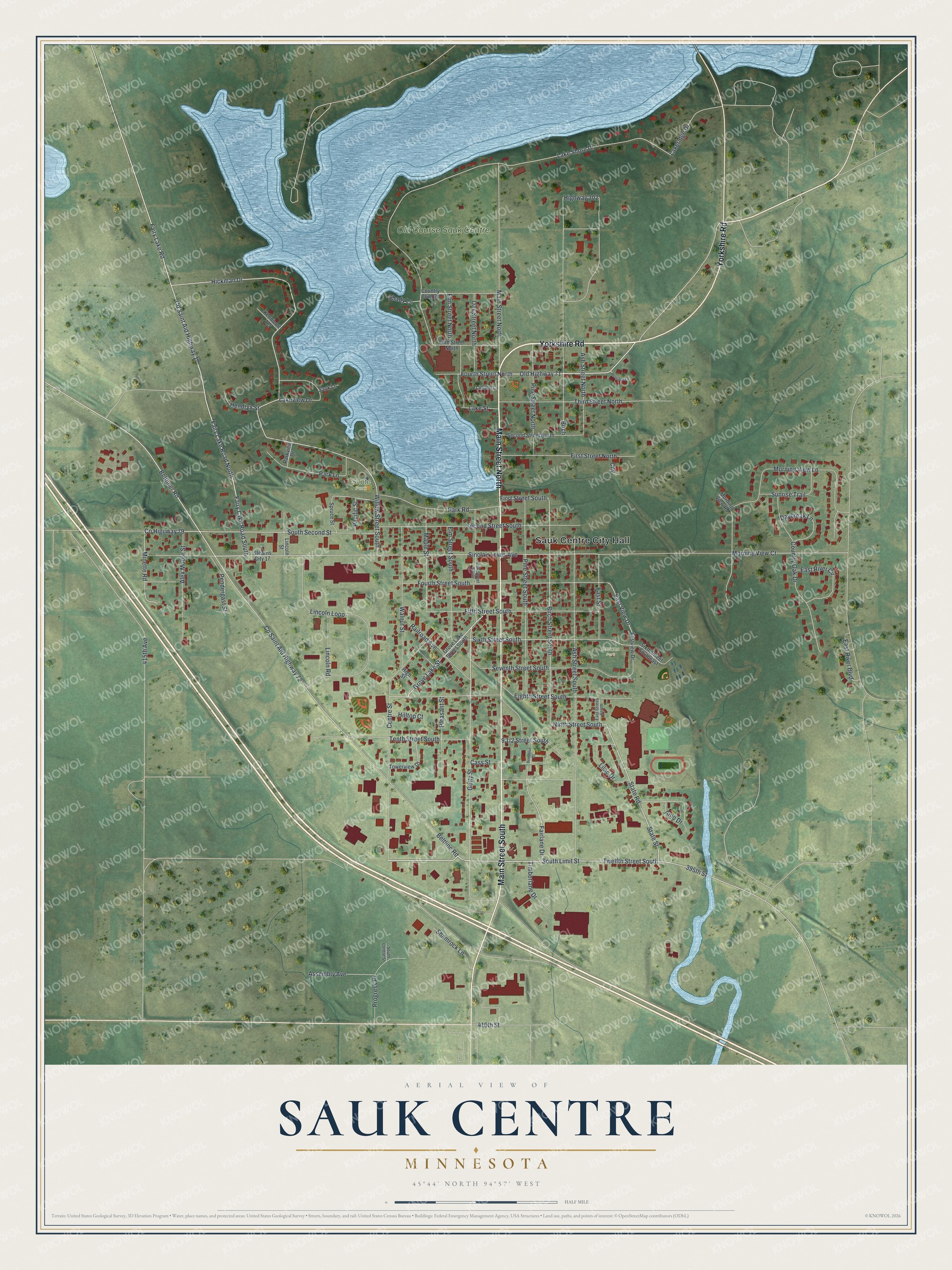 Watermarked full-map preview of Sauk Centre, Minnesota