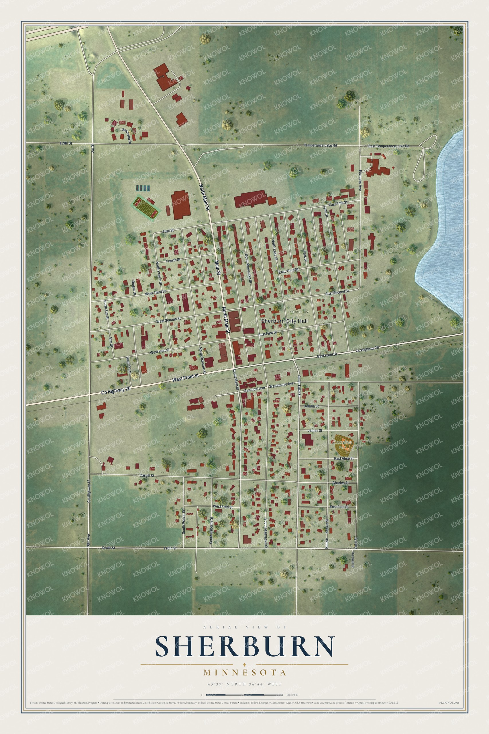 Watermarked full-map preview of Sherburn, Minnesota