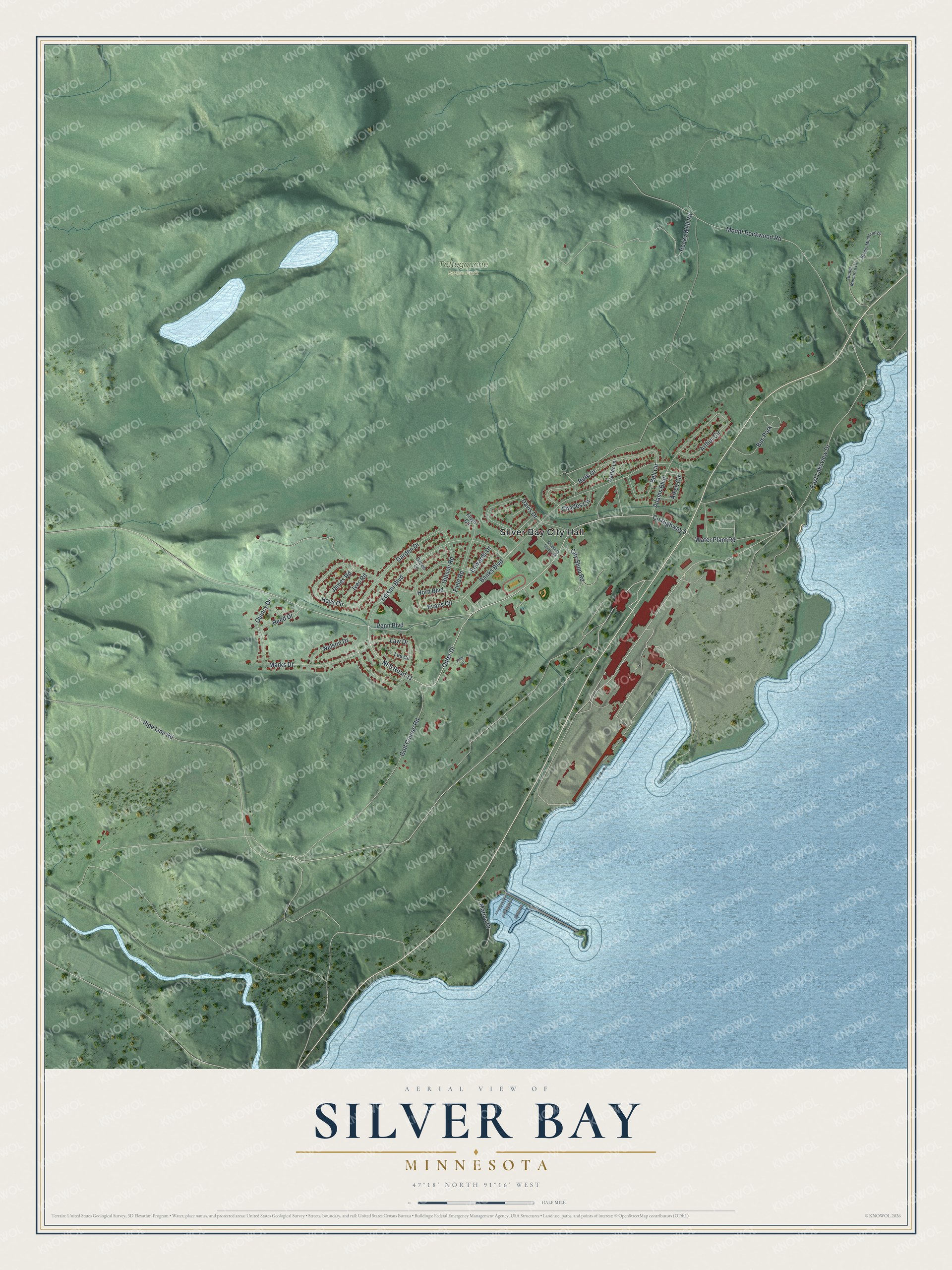 Watermarked full-map preview of Silver Bay, Minnesota