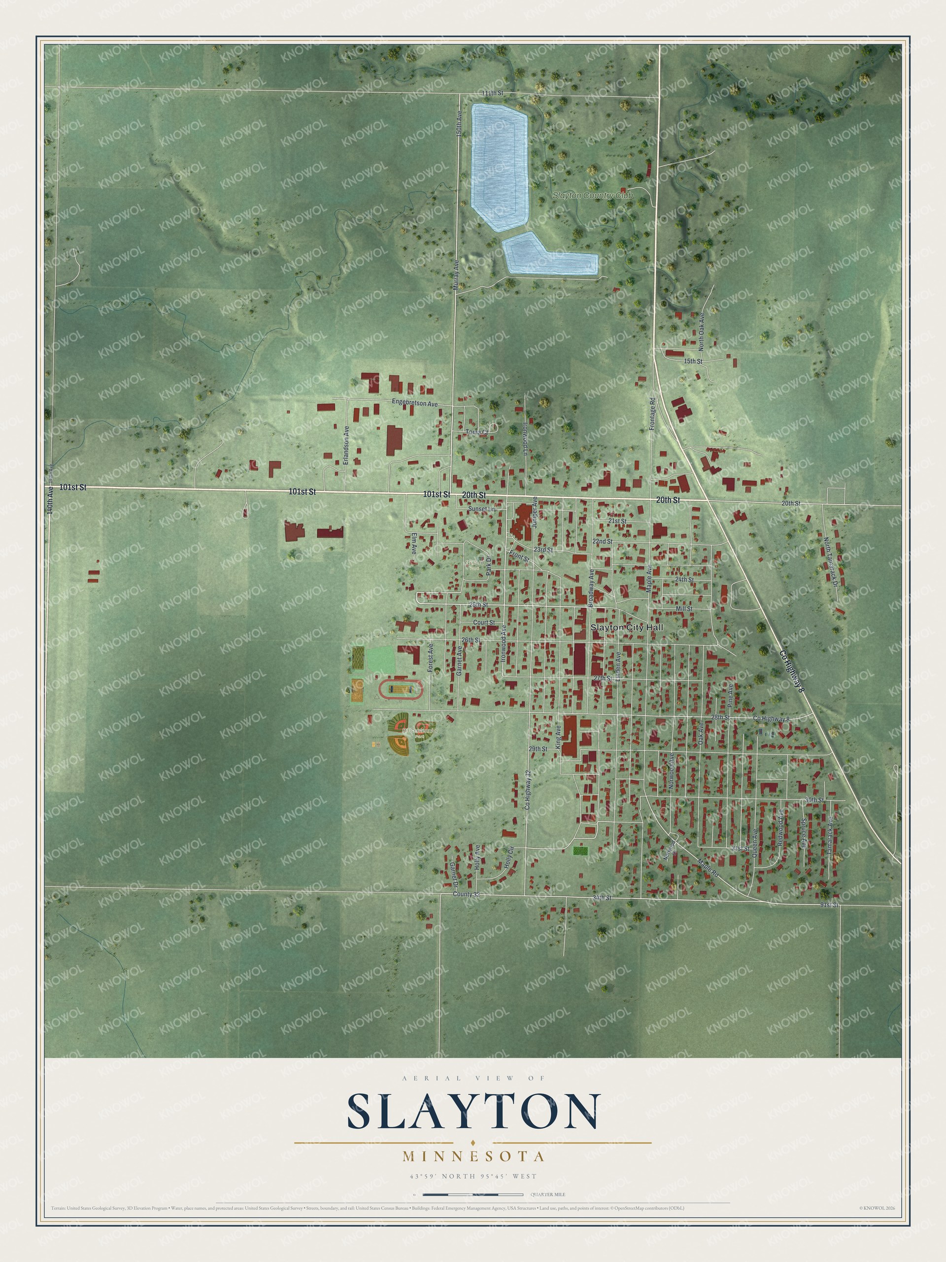 Watermarked full-map preview of Slayton, Minnesota