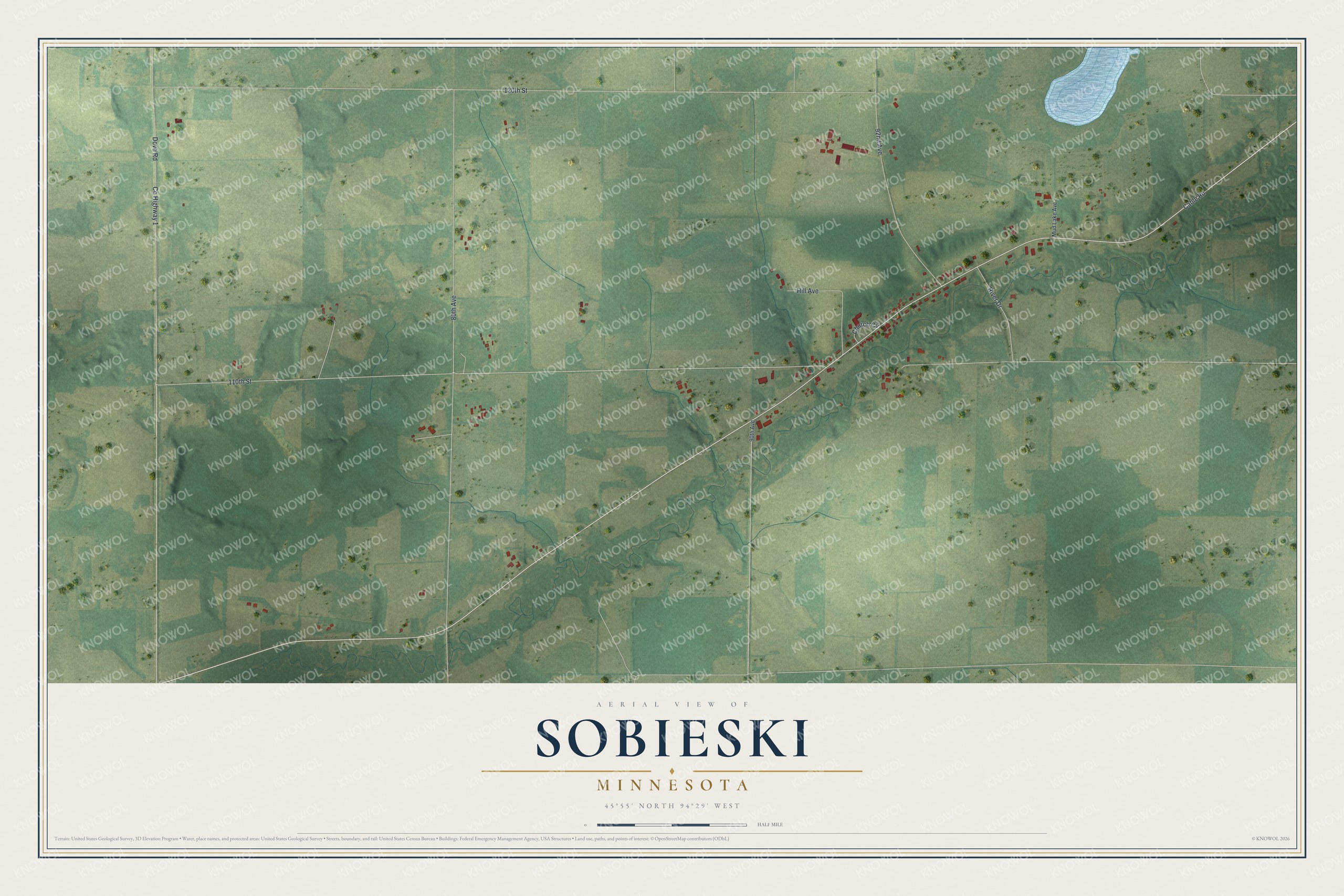 Watermarked full-map preview of Sobieski, Minnesota