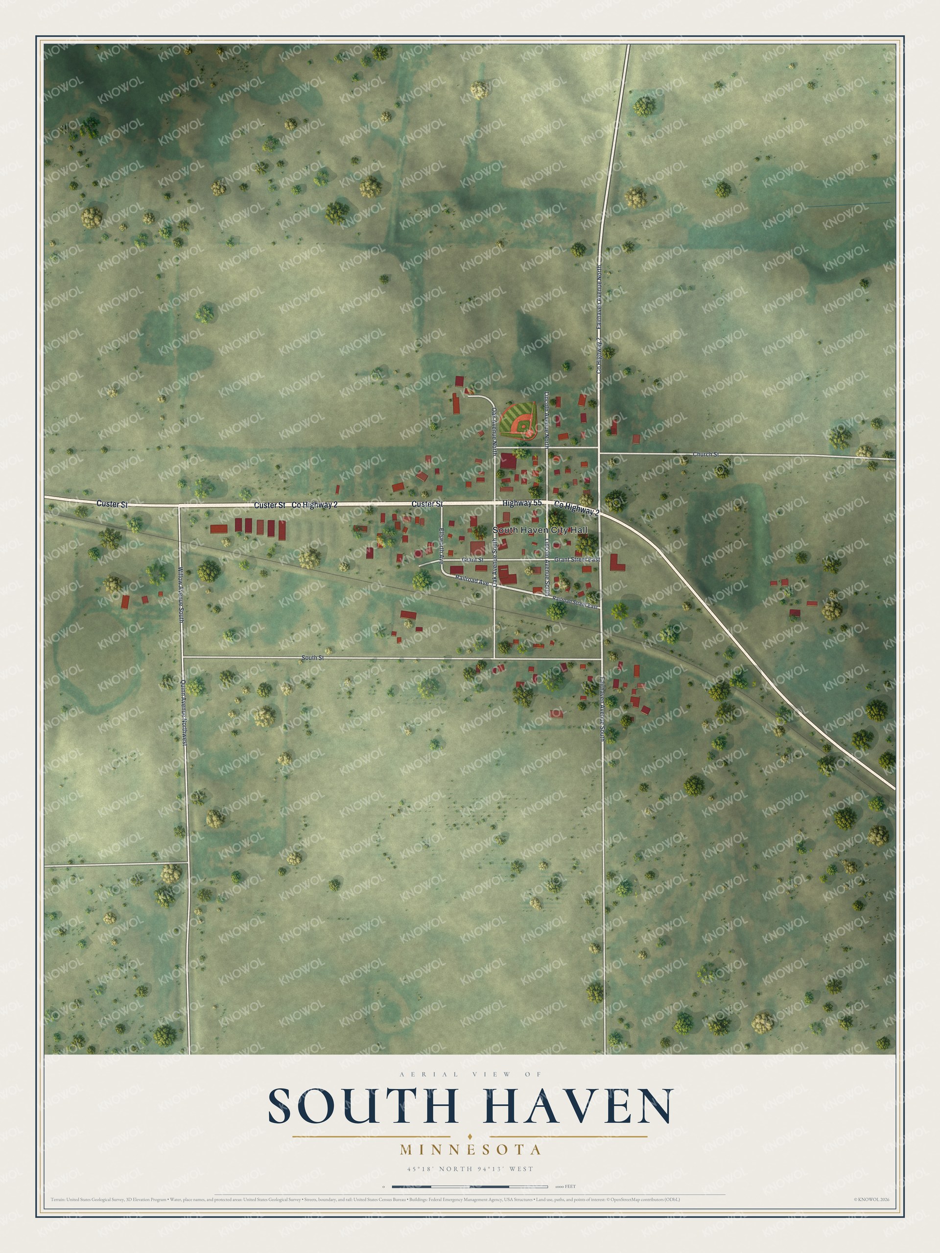 Watermarked full-map preview of South Haven, Minnesota