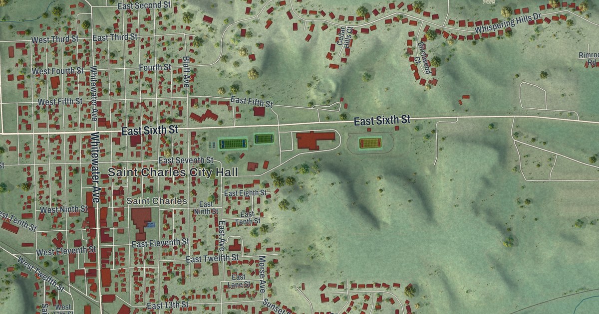 Map of St. Charles, Minnesota in 2026