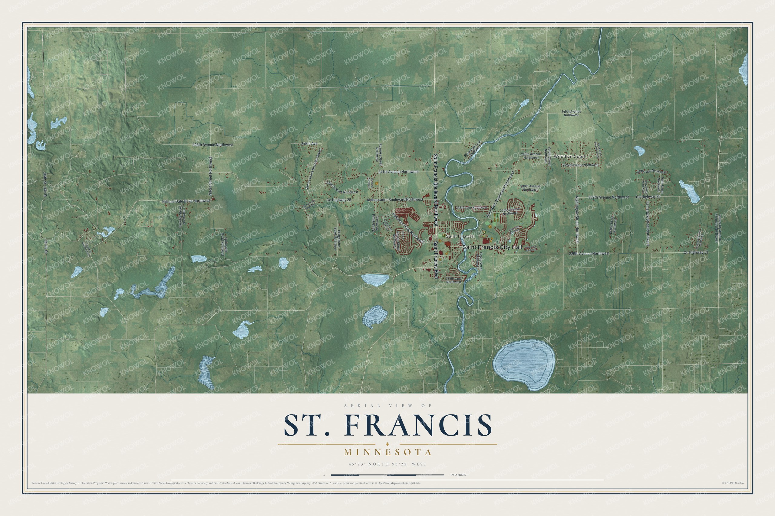 Watermarked full-map preview of St. Francis, Minnesota