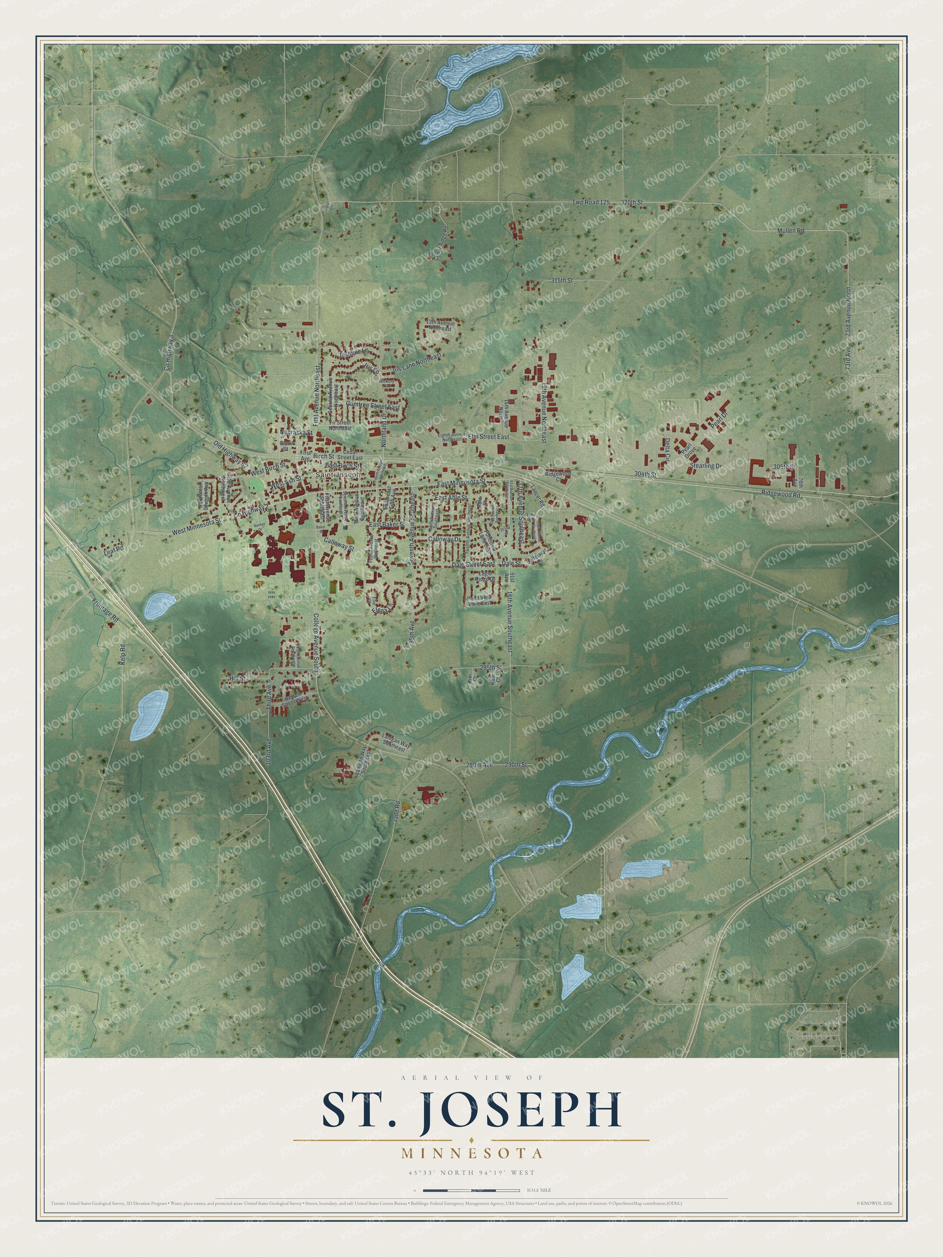 Watermarked full-map preview of St. Joseph, Minnesota