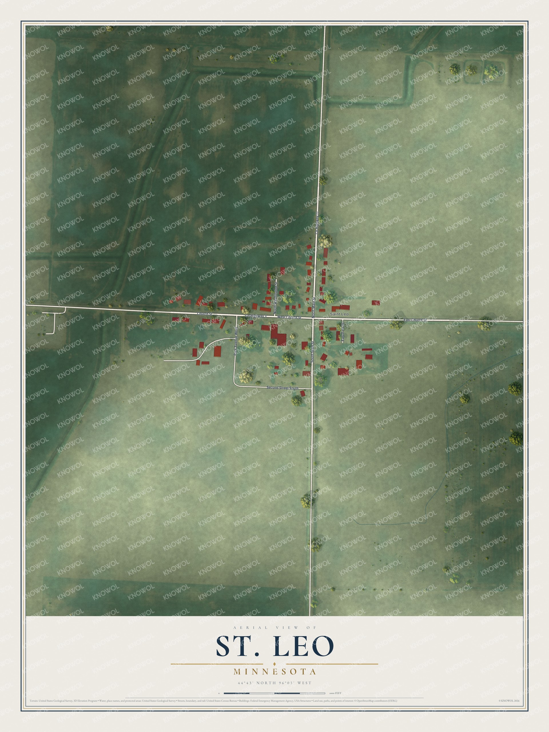Watermarked full-map preview of St. Leo, Minnesota