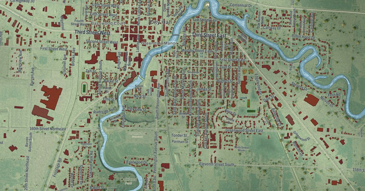 Map of Thief River Falls, Minnesota in 2026