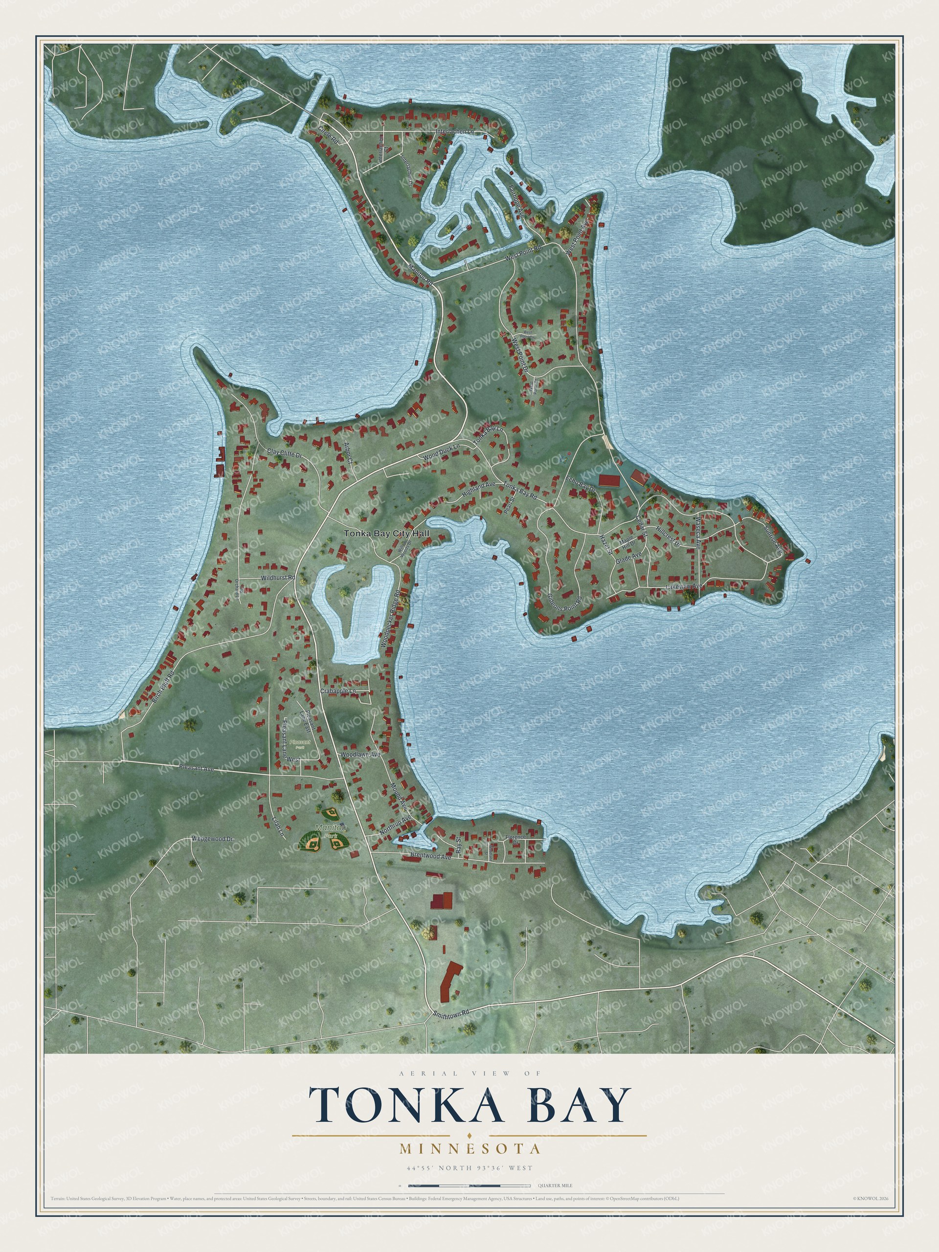 Watermarked full-map preview of Tonka Bay, Minnesota