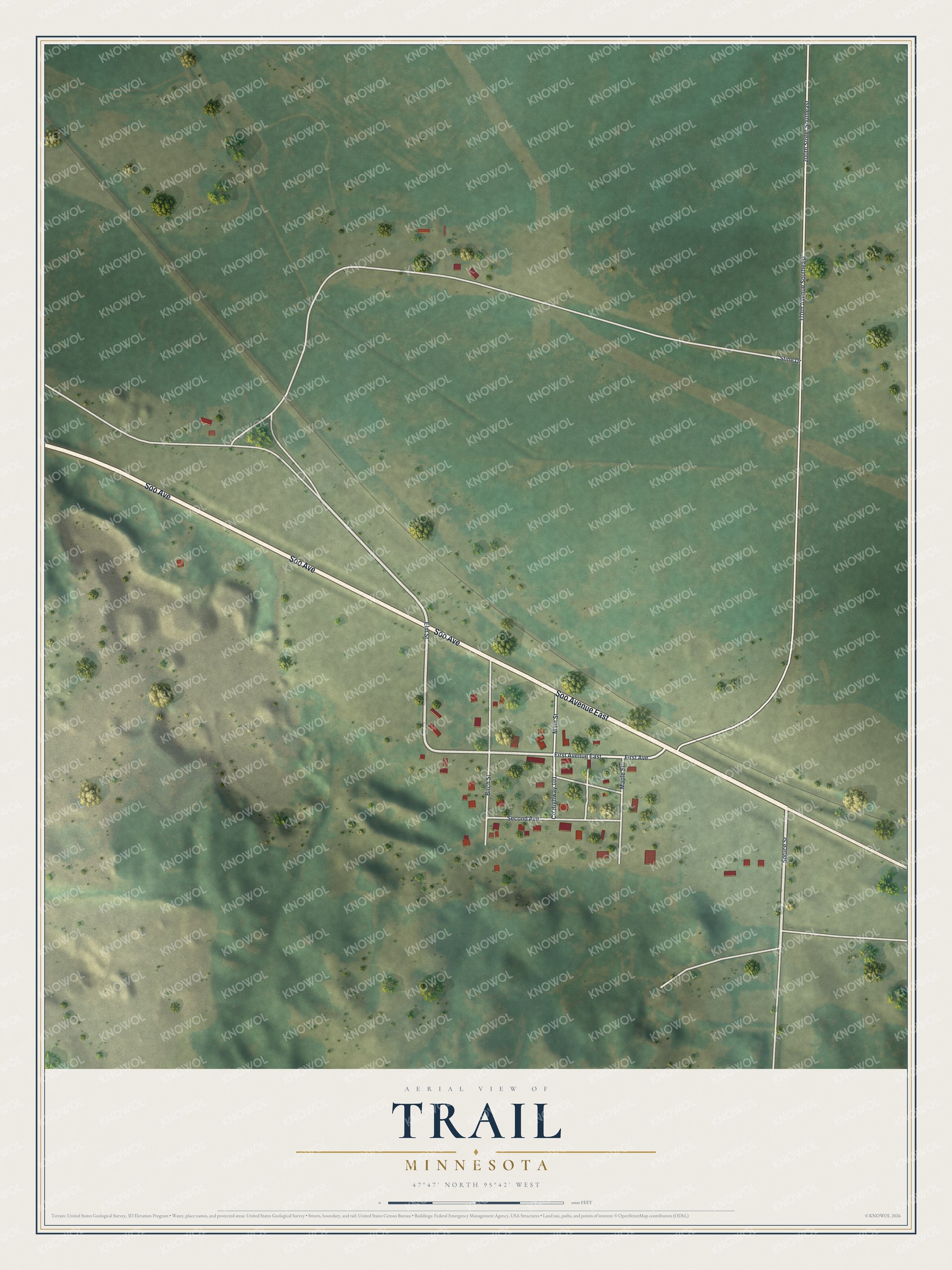 Watermarked full-map preview of Trail, Minnesota