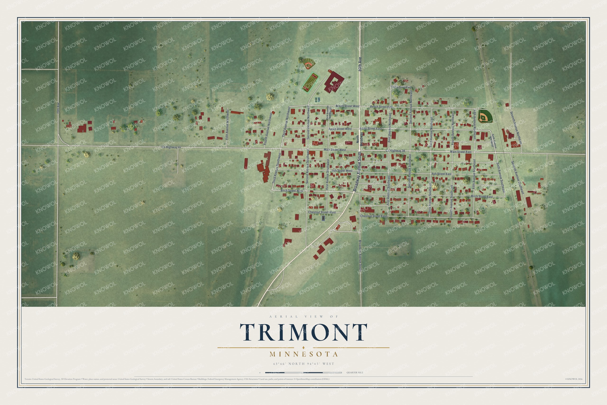 Watermarked full-map preview of Trimont, Minnesota