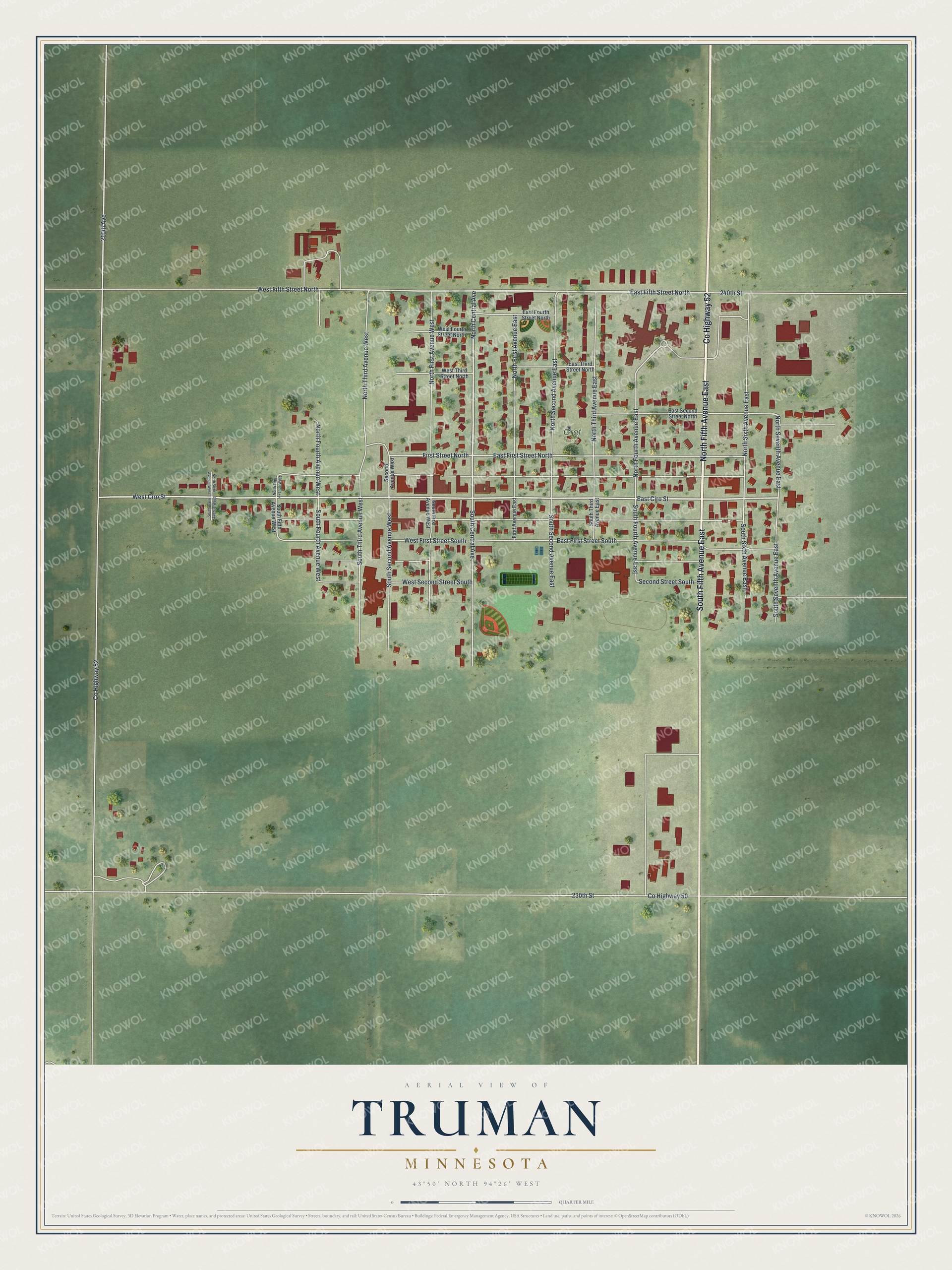 Watermarked full-map preview of Truman, Minnesota