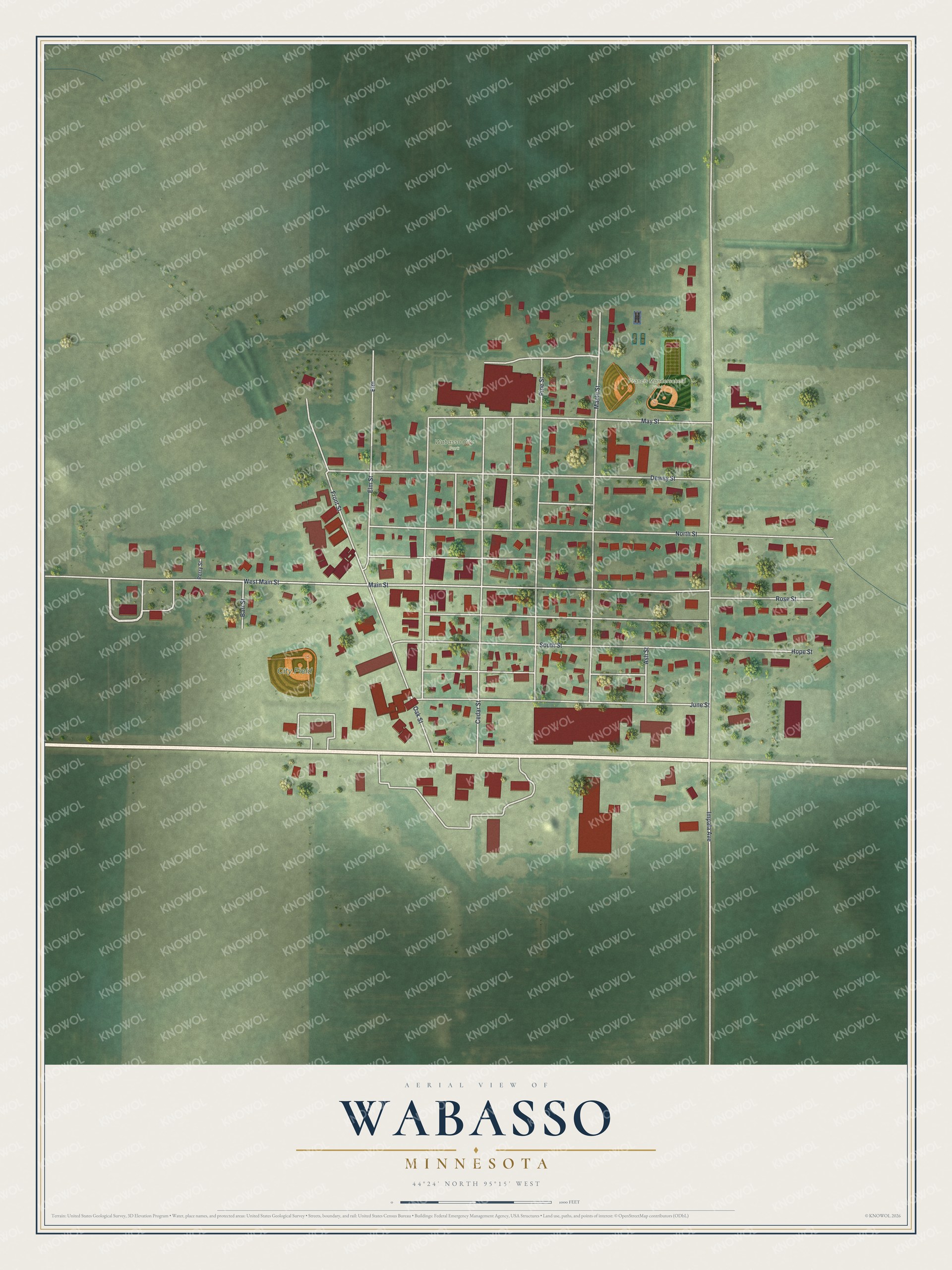 Watermarked full-map preview of Wabasso, Minnesota