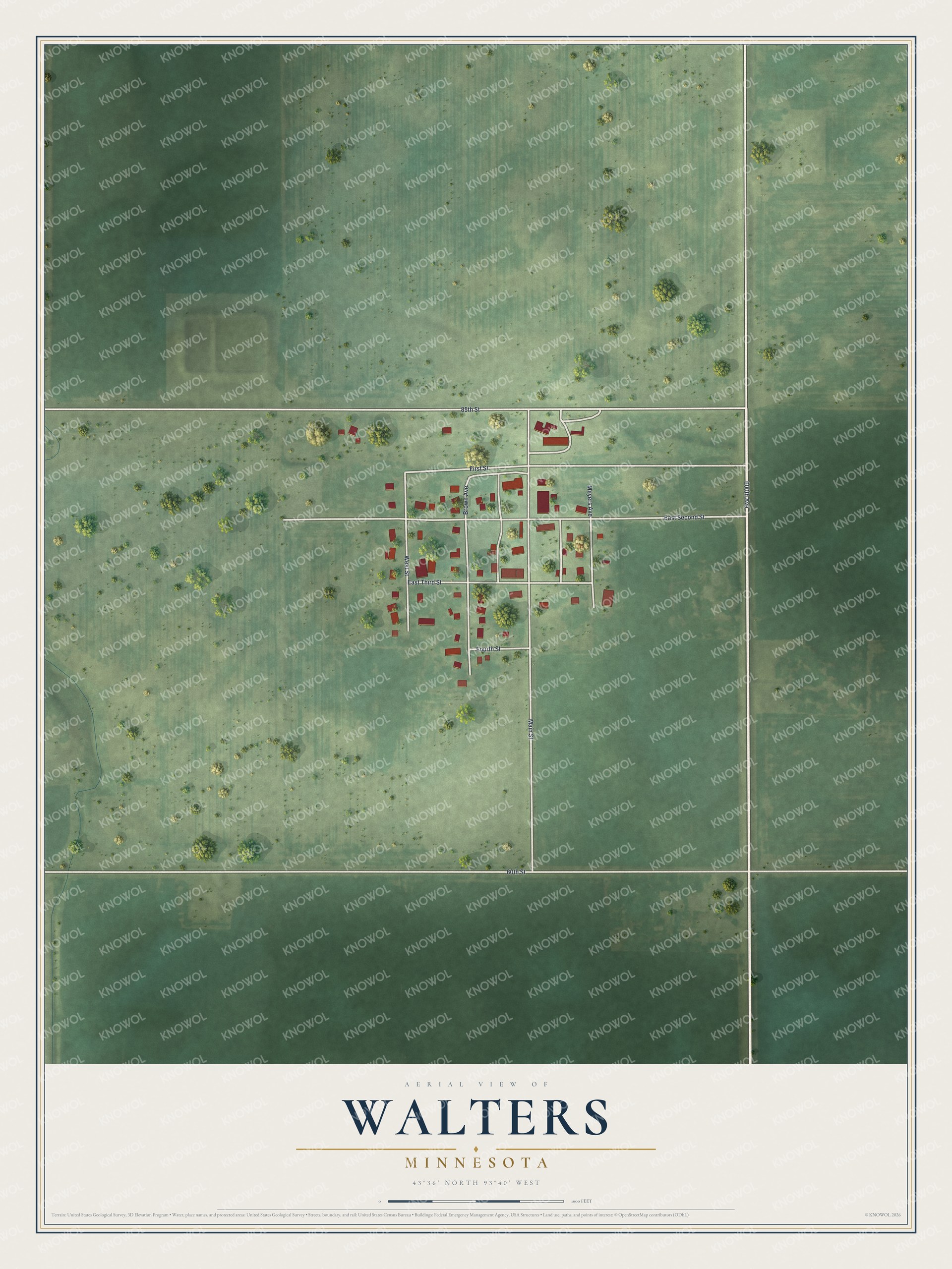 Watermarked full-map preview of Walters, Minnesota